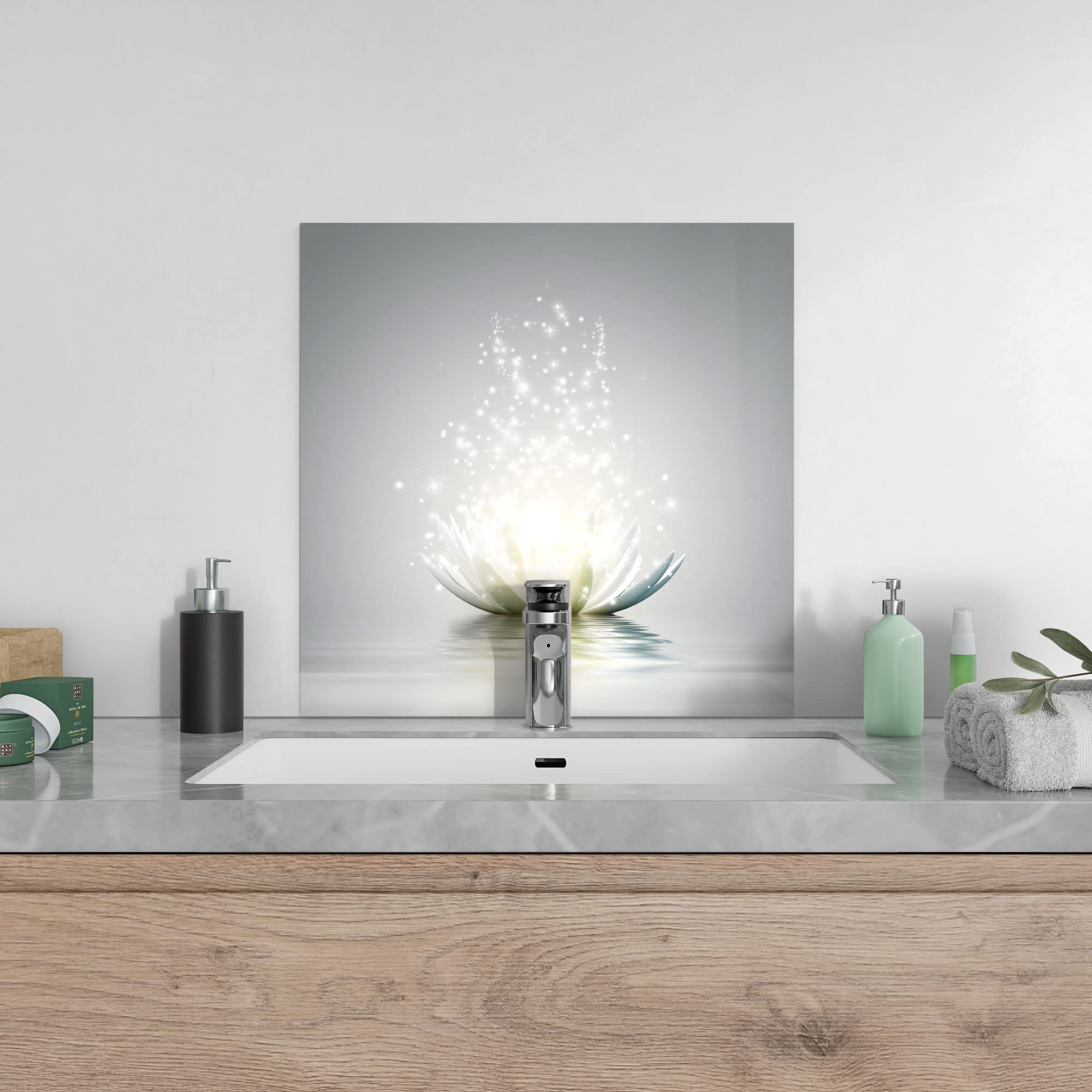 DEQORI Küchenrückwand Glas 60x60 Cm – Motiv Route 66, Spritzschutz Für Herd & Bad, Nanodruck