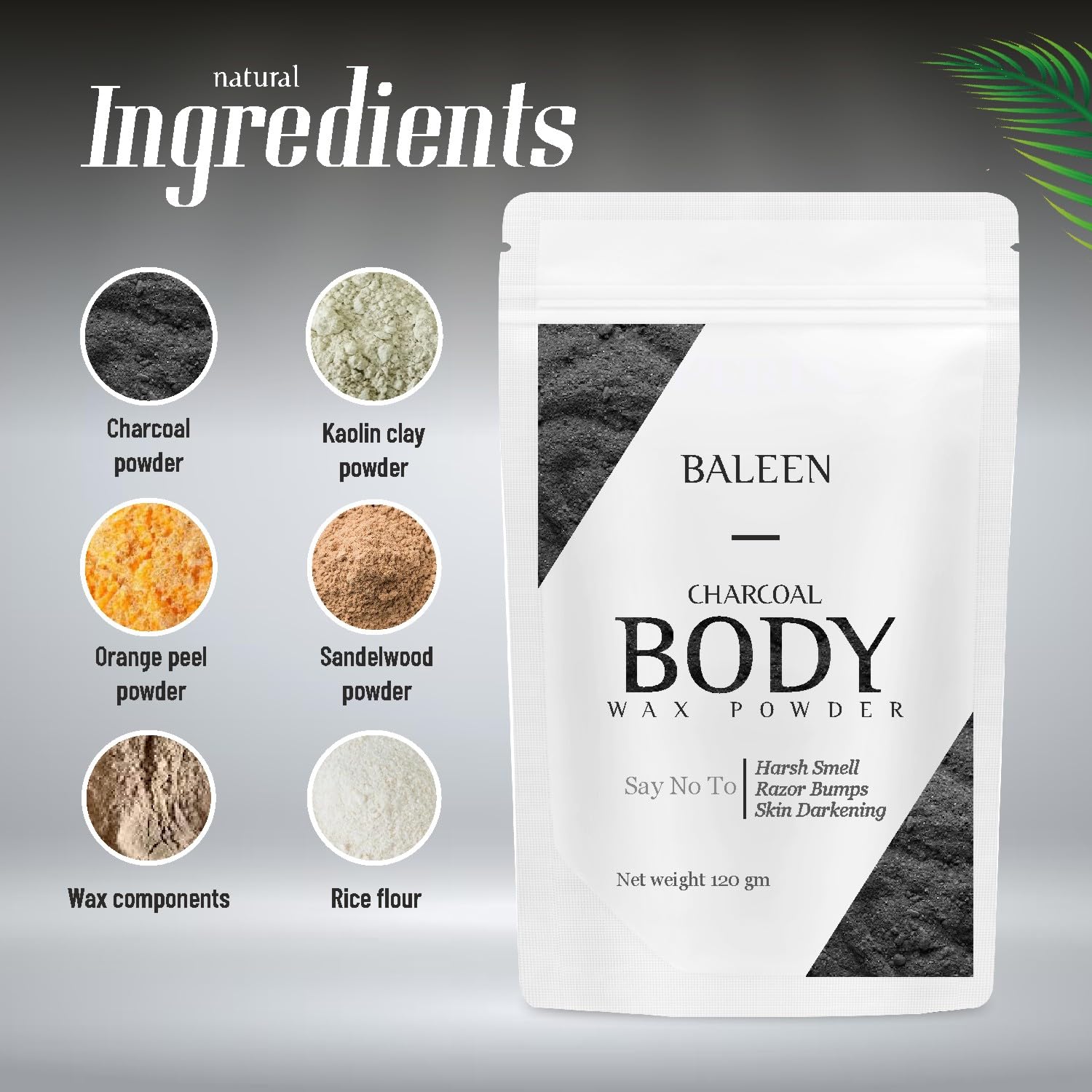 BALEEN Bikini Wax Powder Women with Charcoal 120 Gm (Pack Of 1) | Painless Herbal Hair Removal Powder for women Bikini Area, Legs, Hands & Underarms with No Harmful Chemicals, No Irritation 3