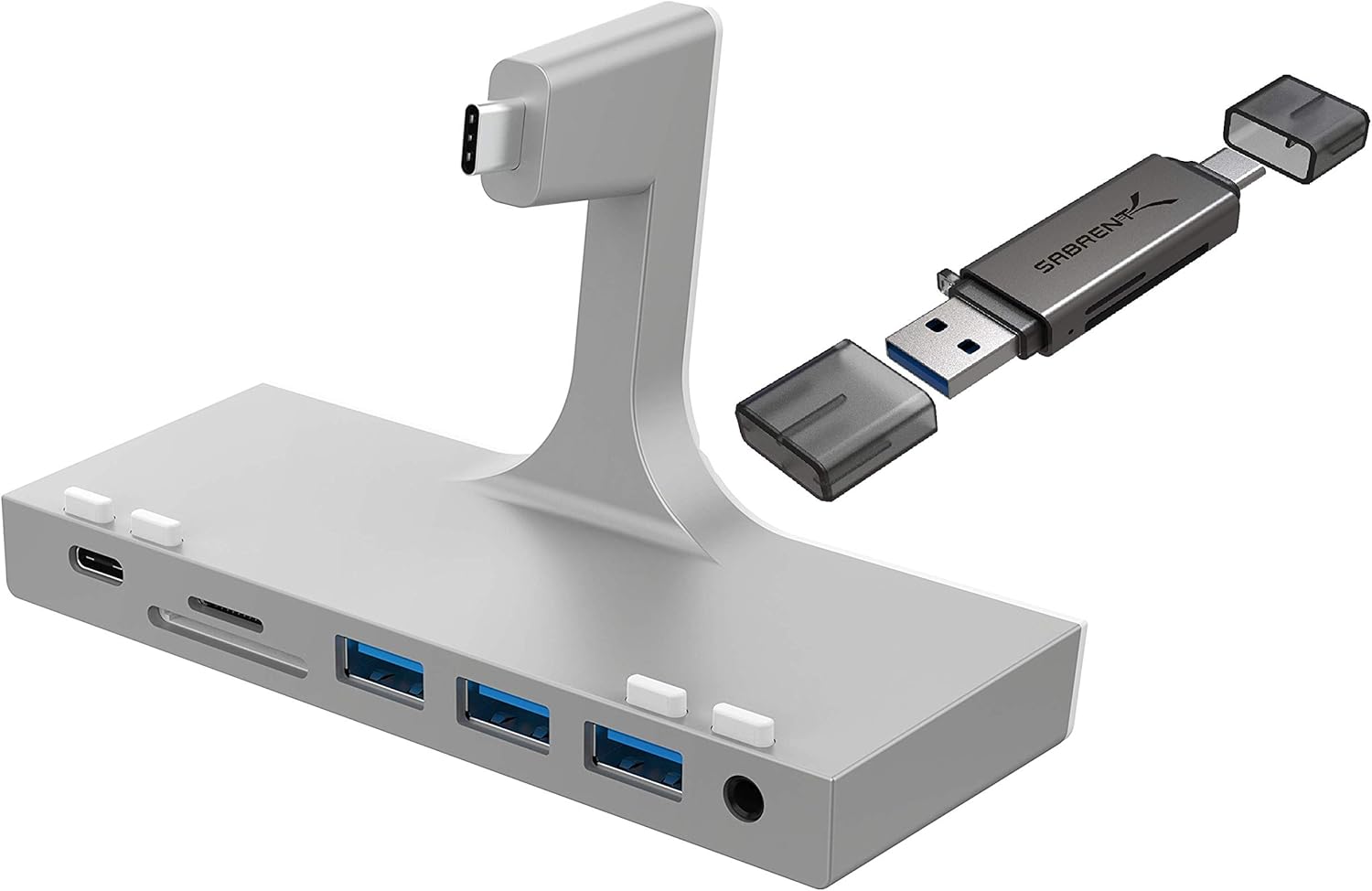 SABRENT Multi-Port iMac Hub + USB 3.0 and USB Type-C OTG Card Reader