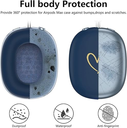 Miniatura 5 de AIIEKZ Funda para auriculares Airpods Max, silicona suave antiarañazos con patrón de corazón dorado, funda para almohadilla para los oídos, funda