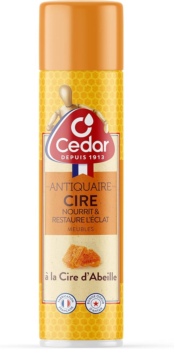 Sinto – Cire térébenthinée aérosol 400 ml – Teinte pour bois – Finition métal – Nourrit et protège meubles en bois