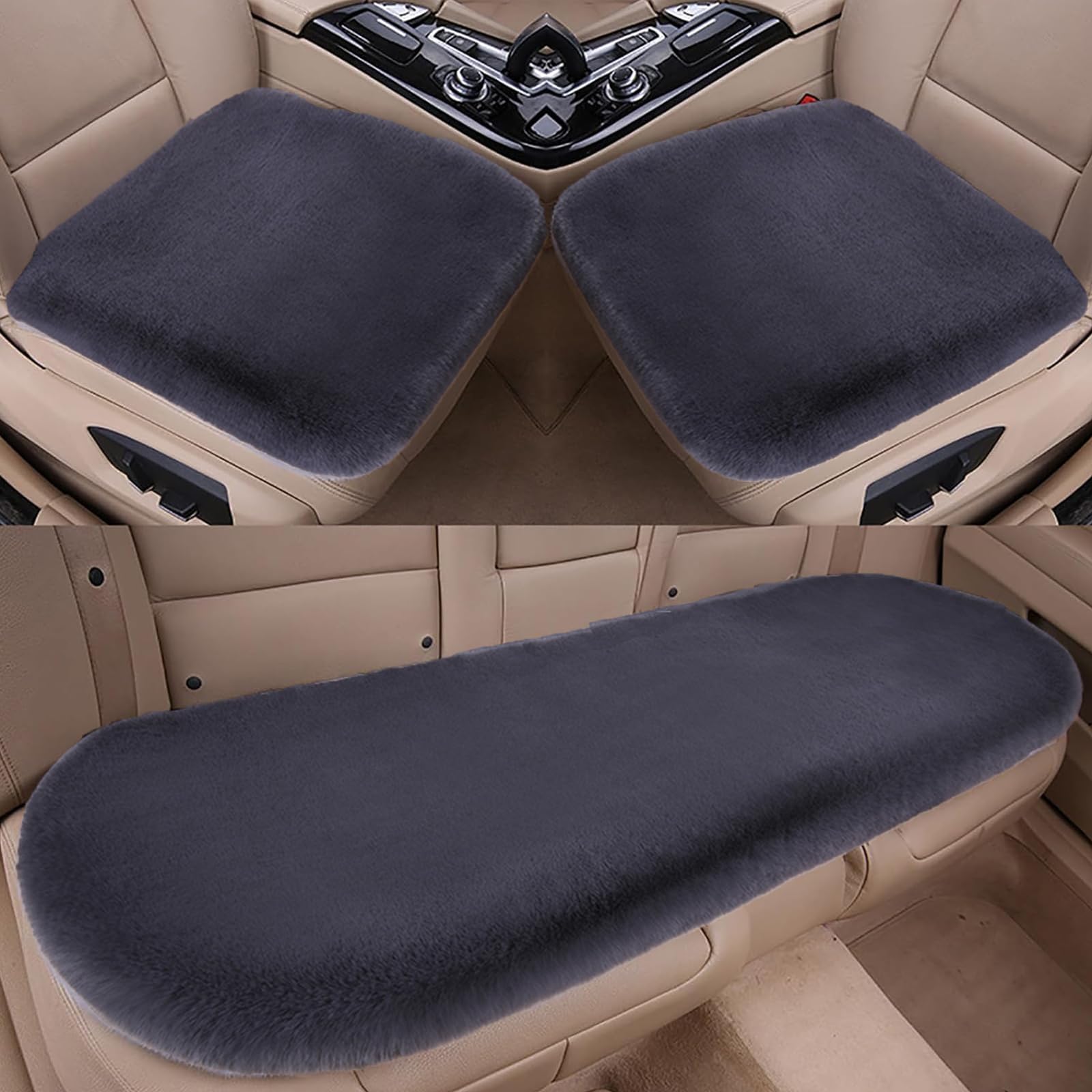 Cuscino per Seggiolino Auto in Peluche per Dacia Bigster 2025 - SUV, Invernale Soft Confortevole Antiscivolo Protezione per Sedile Cuscino Accessori,B/Grey