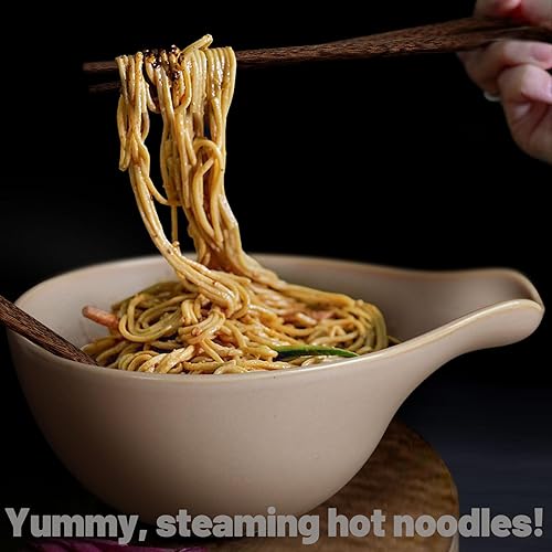 Miniatura 4 de Artena Tazón para ramen con palillos, cuenco de cerámica de 42 onzas, cuenco grande para sopa, juego de cuencos grandes para pasta para ensalada,