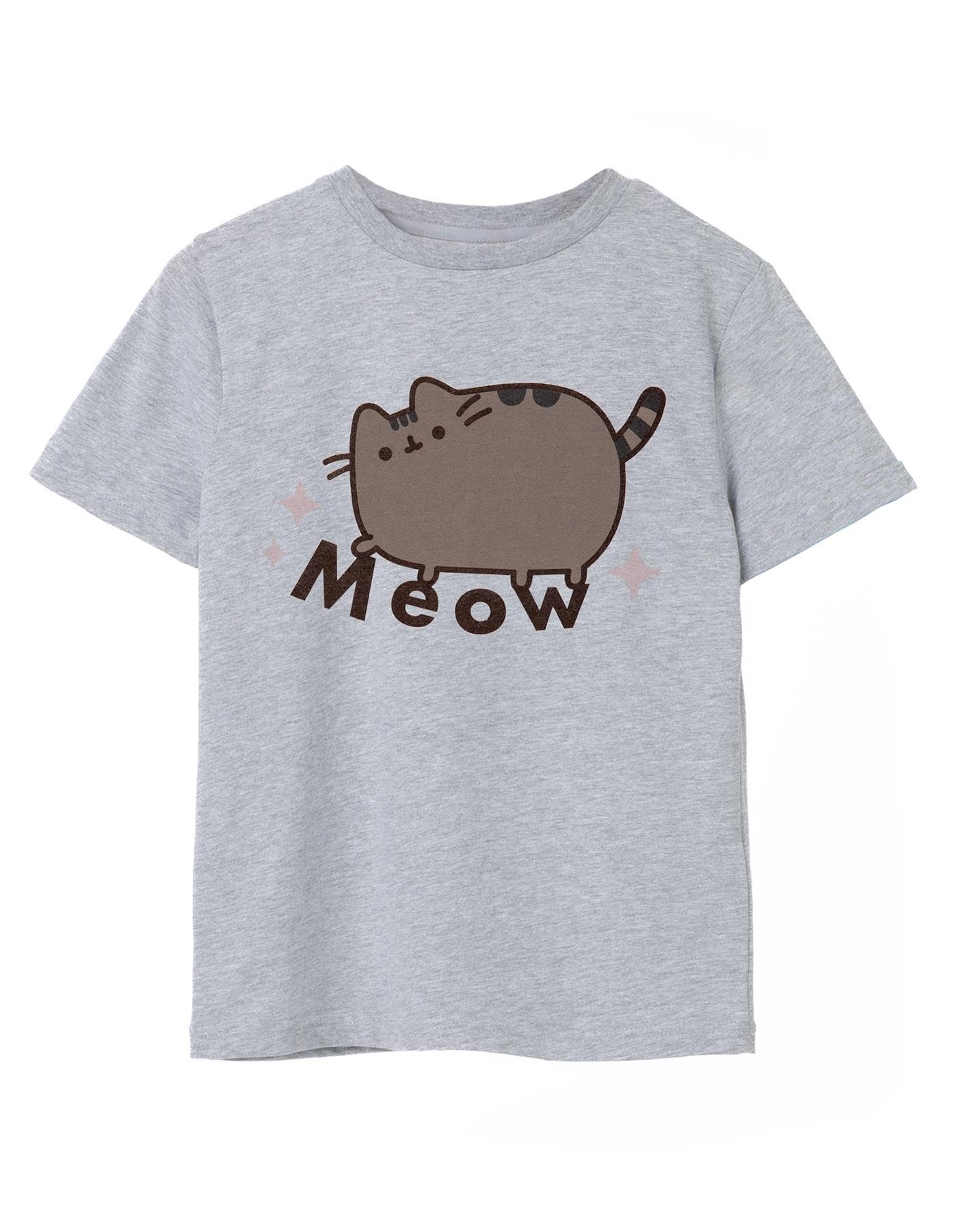PusheenGirls T-Shirt | Short-Sleeved Graphic Tee for Kids | Crew Neck Internet Cat Top | Comfortable & Stylish Cute Daywear | Merchandise Gift for Children & Teens