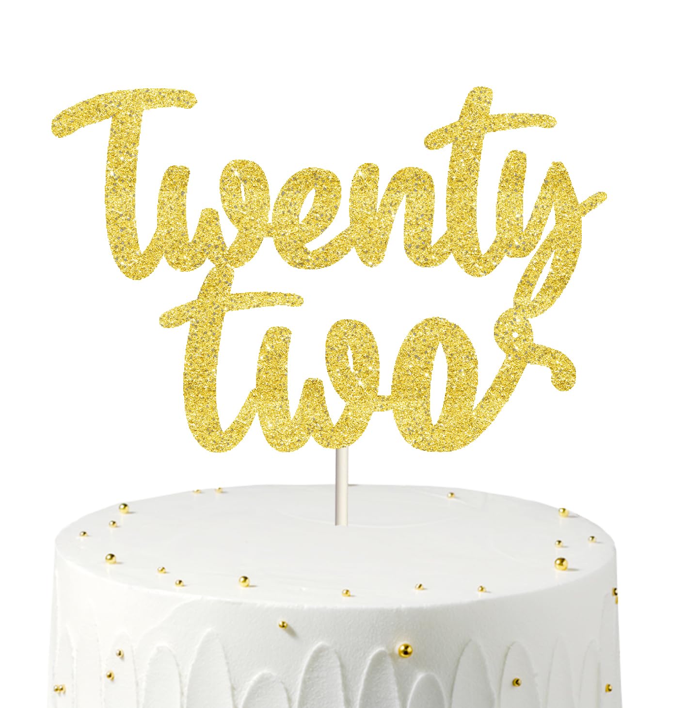 Twenty-Two Glitter Black Birthday Cake Topper - 22nd Birthday Party Decor For Cakes & Desserts