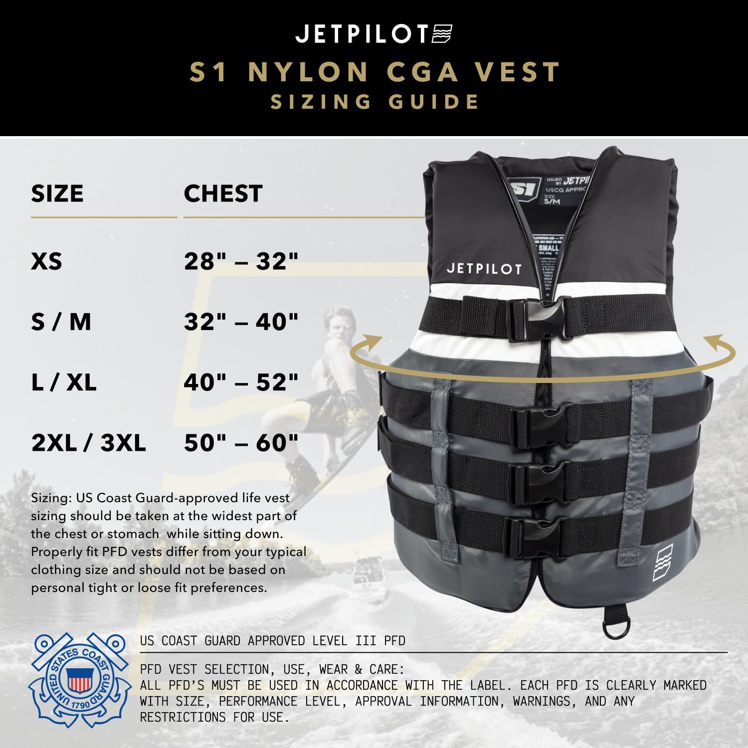 Jetpilot S1 Nylon Coast Guard Approved Life Vest PFD