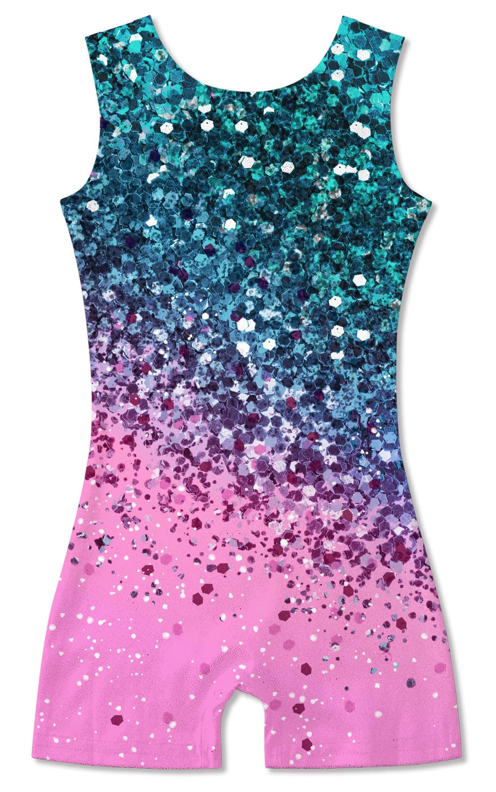 Funnycokid Girls Gymnastics Leotards with Shorts Sparkle Dance Unitards Mermaid Active Biketards 2-10 Years