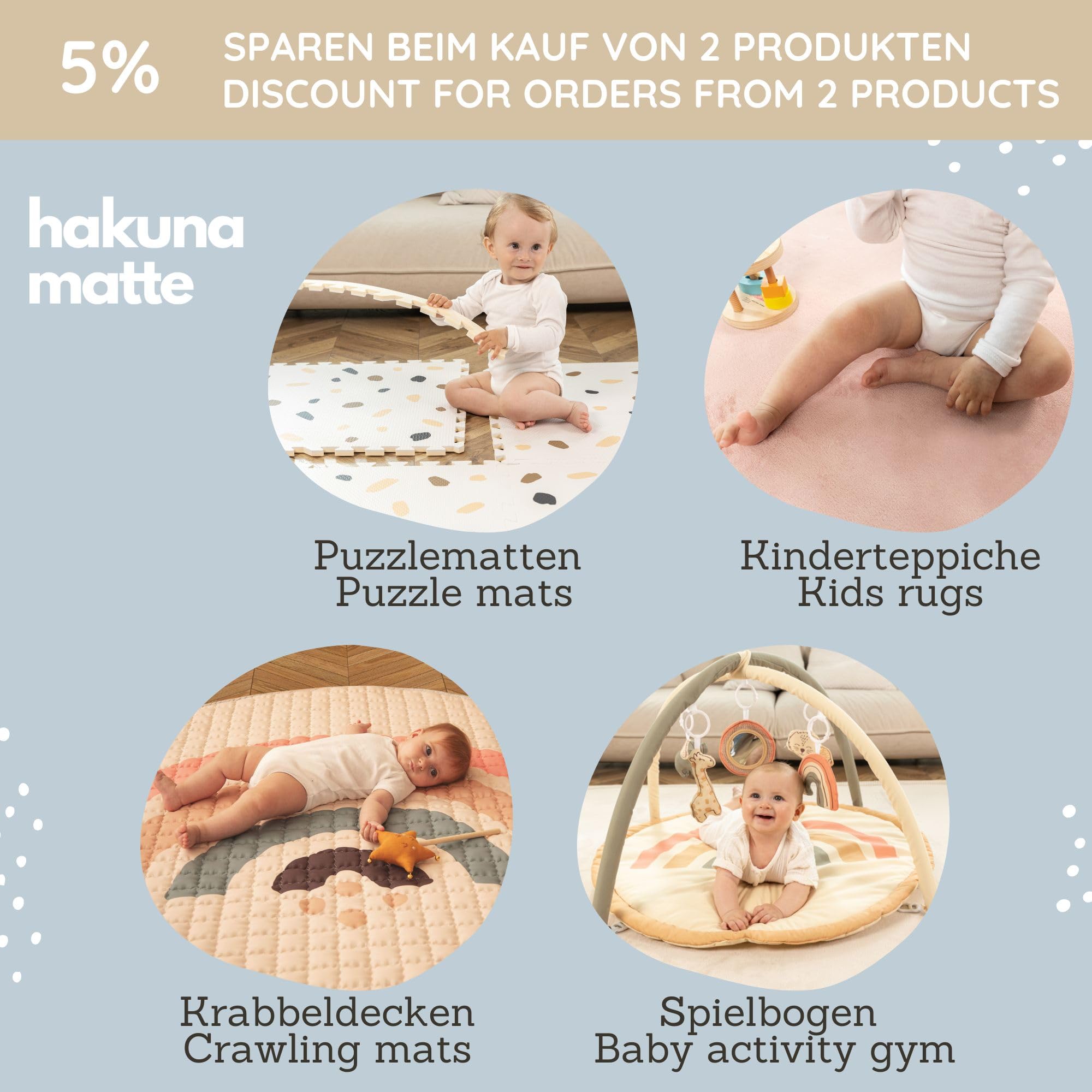 Stijlvolle puzzelmat voor baby's, 1,7 x 1,2 m, Hygge Sand - 16 XL