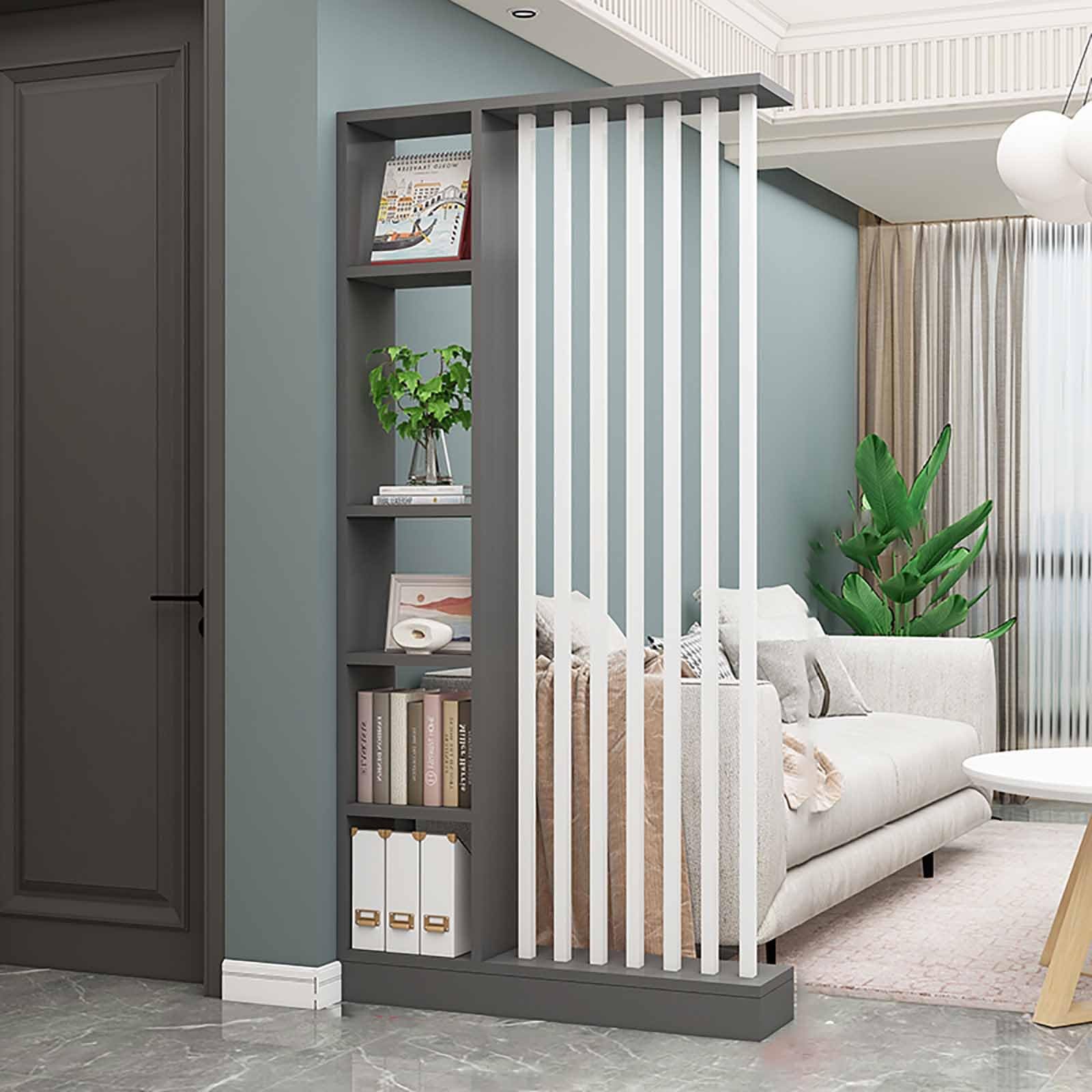 Colonne du sol au plafond pour structurer un salon moderne et une entrée design