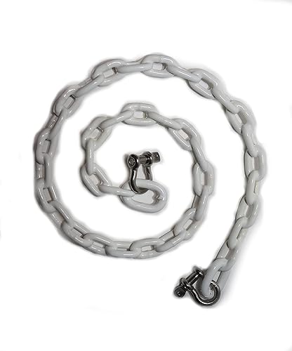 Miniatura 2 de Cadena de anclaje de barco recubierta de PVC con grilletes de acero inoxidable 4 pies5 pies6 piesnegroblanco