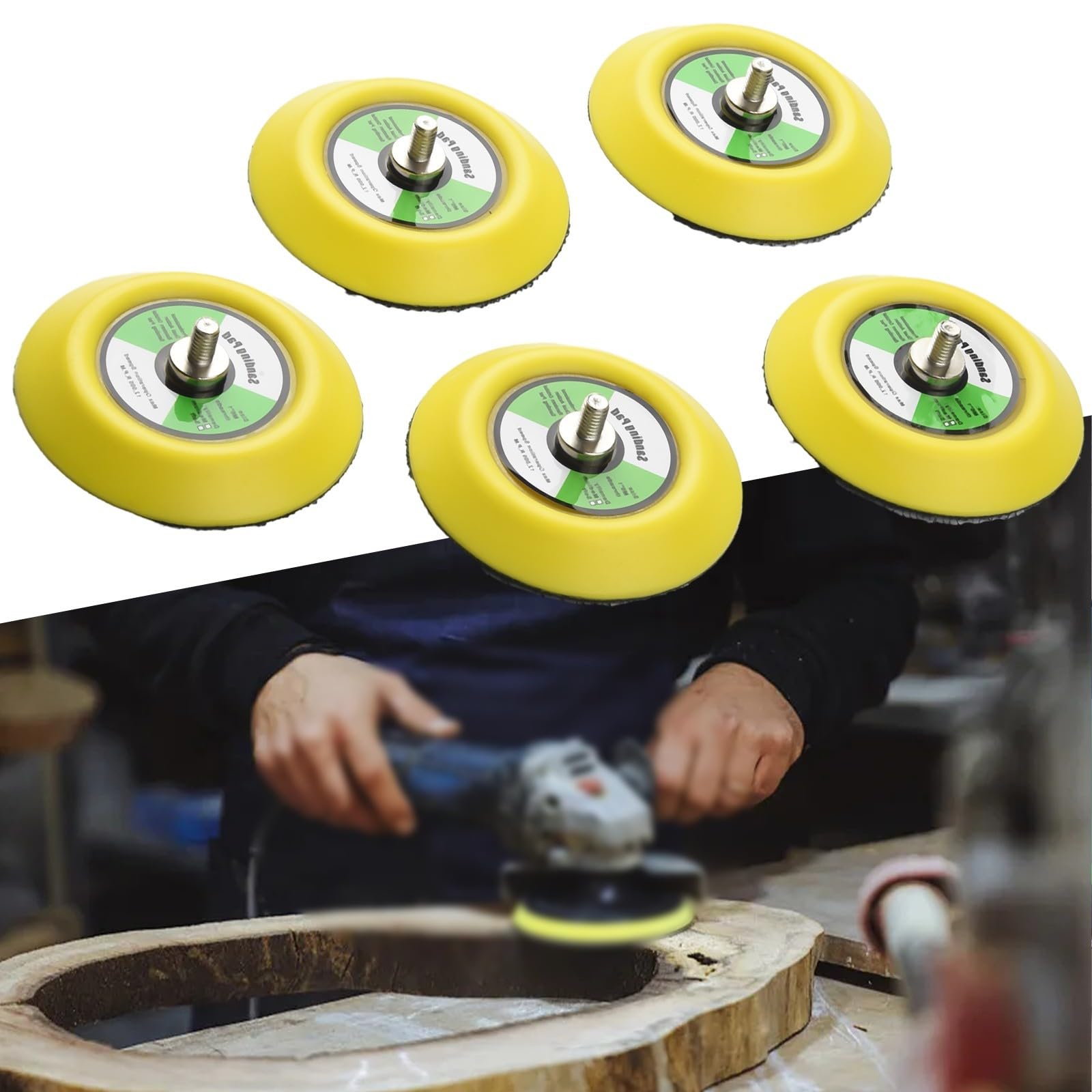 Platorello M6 per levigatura e lucidatura, confezione da 5 per tamponi, 3 75 mm di diametro