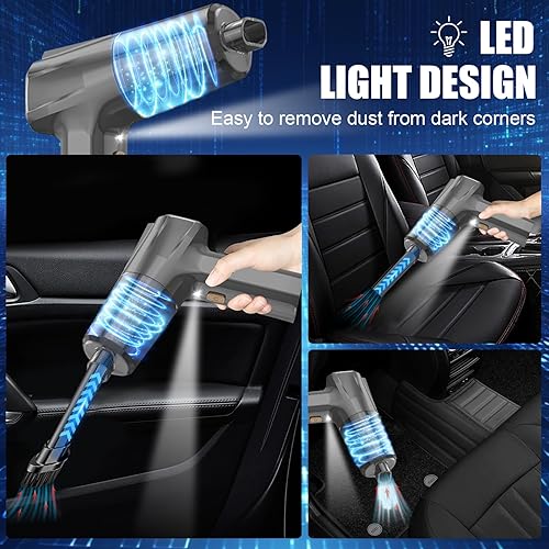 Miniatura 5 de DERJLY Aspirador de mano sin cable para automóvil Mini aspiradora de mano recargable con potente succión - Aspiradora pequeña portátil inalámbrica