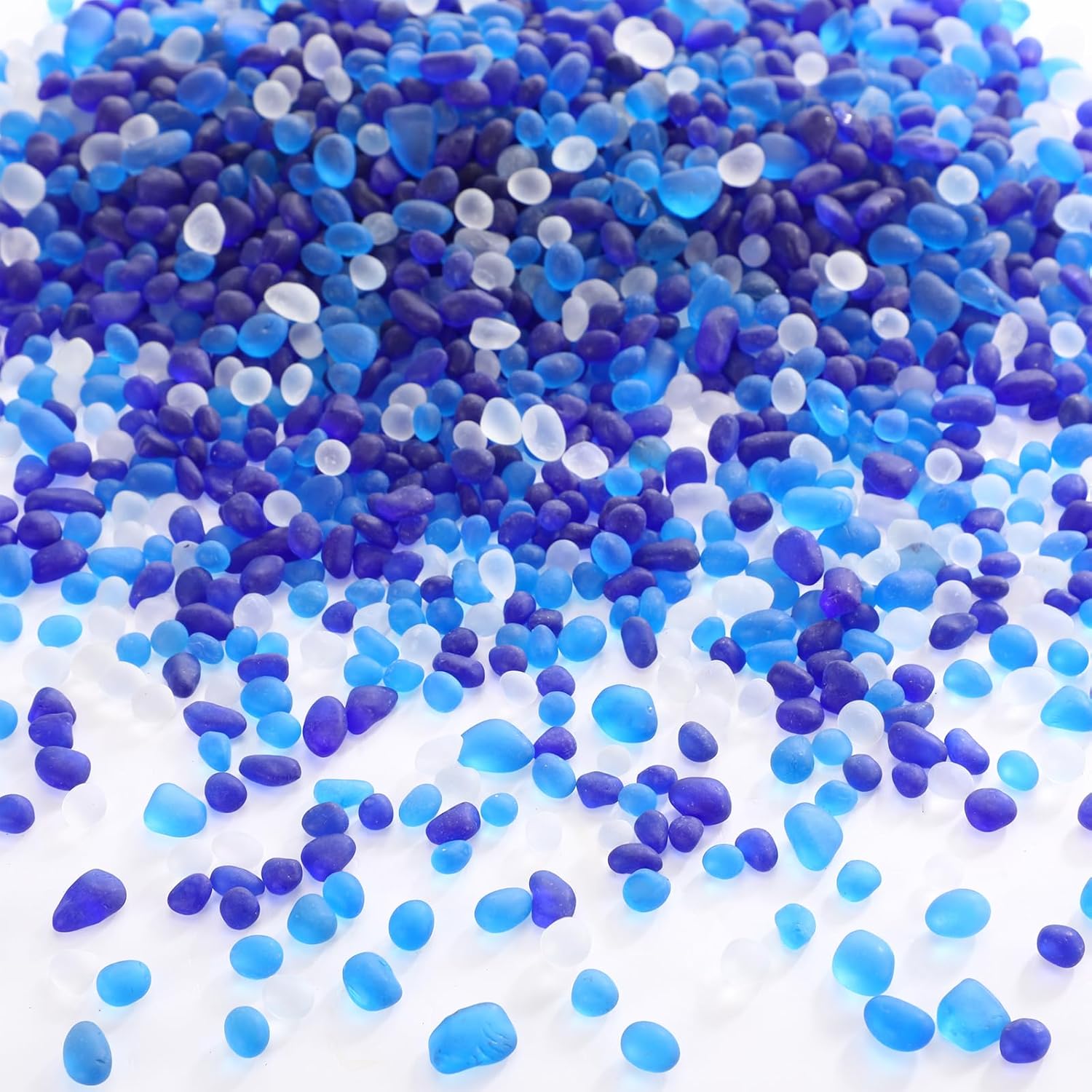 Sea Glass Stones, 3.3LB Decorative Frosted Glass Pebbles Gemstones - Suitable for Aquarium Rocks, Fish Tank Gravel, Vase Fillers, DIY Crafts, and Home Decor(Blue)