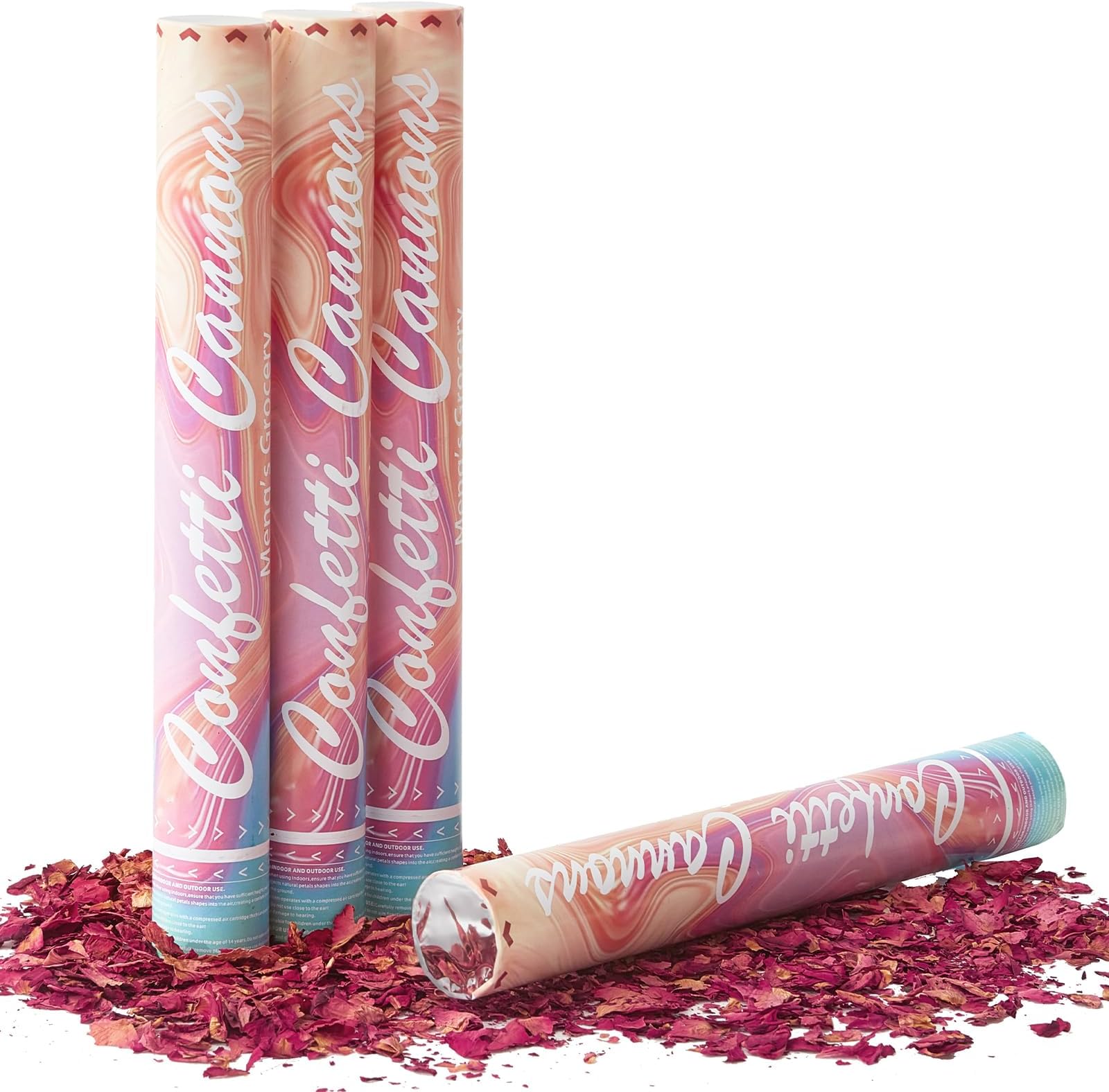 Natural Dried Flower Petal Confetti Cannon, 4pcs Rose Petals Party Supplies Confetti Poppers, Biodegradable Petals Confetti Cannon for Wedding, Birthday, Graduation