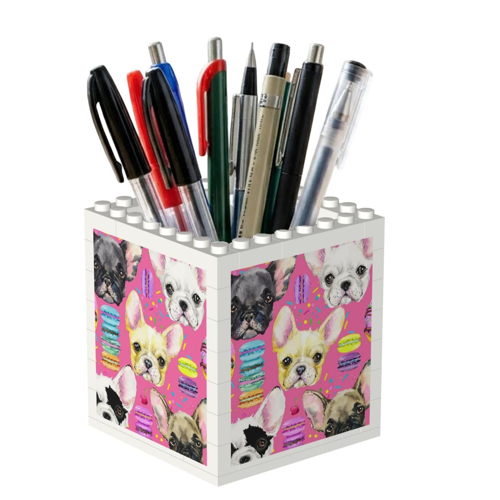 Poadnly French Bulldog Puppy Watercolor, Pen Pot Pencil Holder for Office Home School, Compact Desk Organiser for Office Stationery