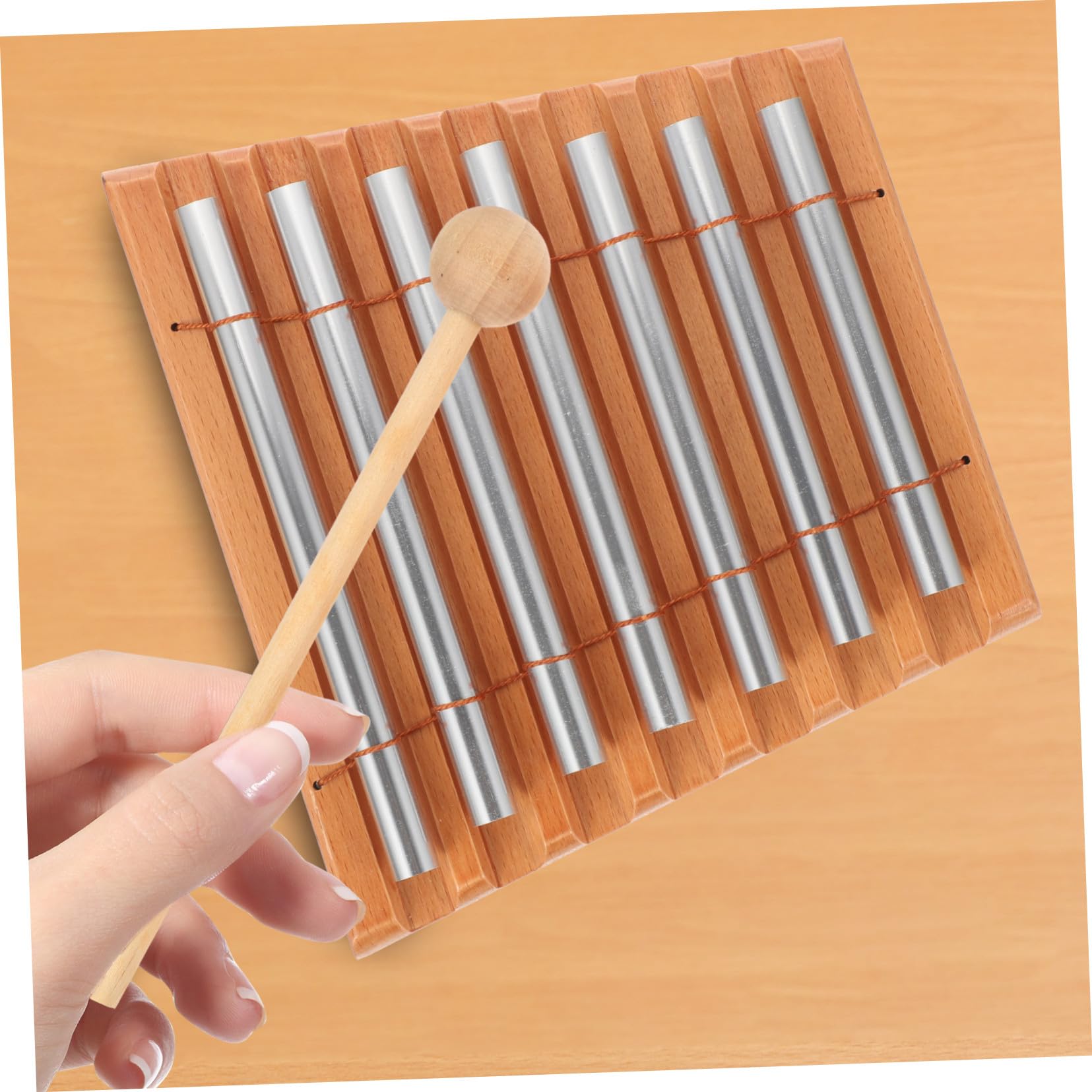 Mikikit Campanelli a Percussione per Ragazzo Ragazza a 7 Toni, Strumento Musicale Educativo in Metallo e Legno, Giocattolo Ricreativo per Scuole e Famiglie, Set per Coordinazione
