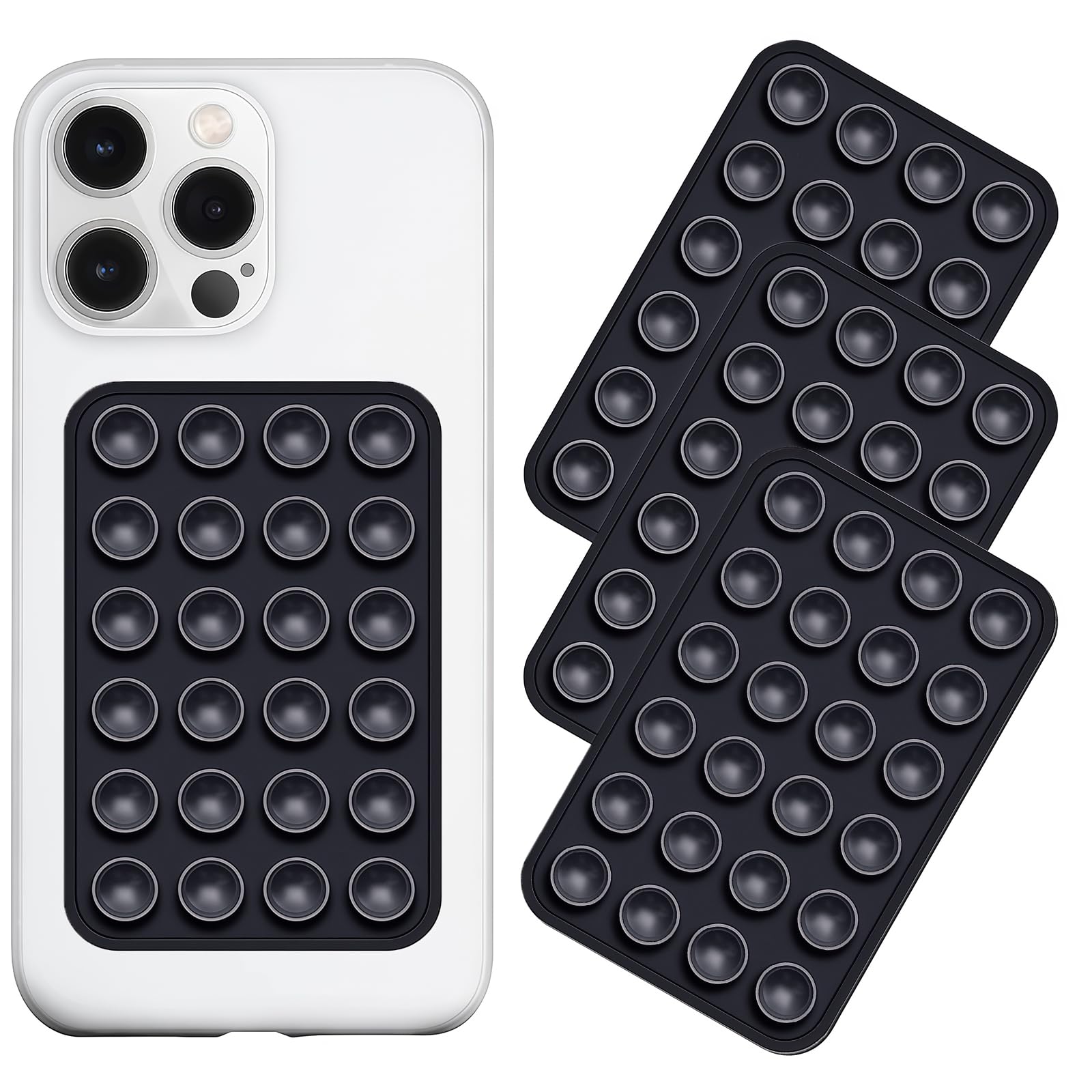 LvShuLiangPin Silicone Suction Phone Case Mount 3 Pack, Silicon Adhesive Suction Cup Phone Mount, Non Slip Sticky Phone Grip for Cellphone, Strong