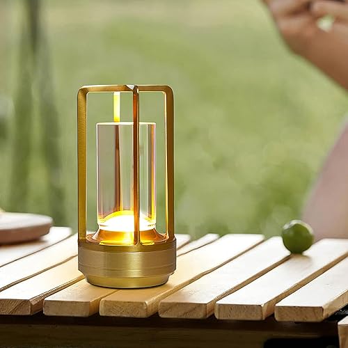 Miniatura 2 de Lámpara de mesa pequeña, lámpara LED recargable inalámbrica a pilas, lámpara de mesita de noche regulable de 3 temperaturas de color para sala de