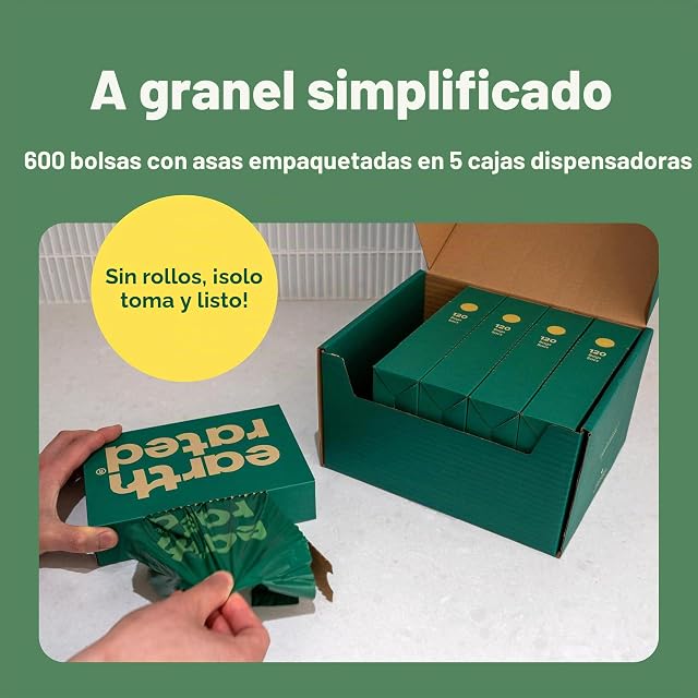 Foto 4 de 8 de Earth Rated Bolsas para heces de perro, resistentes y a prueba de fugas, con asas fáciles de atar, sin aroma