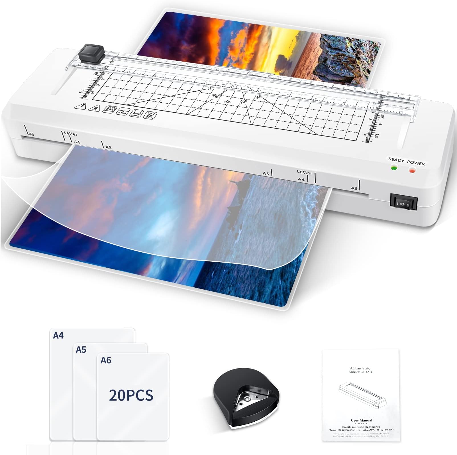 GBC Inpire+/Rexel Style A3 Laminator, Laminating Machine with Starter Pack of Pouches, 4 Minute