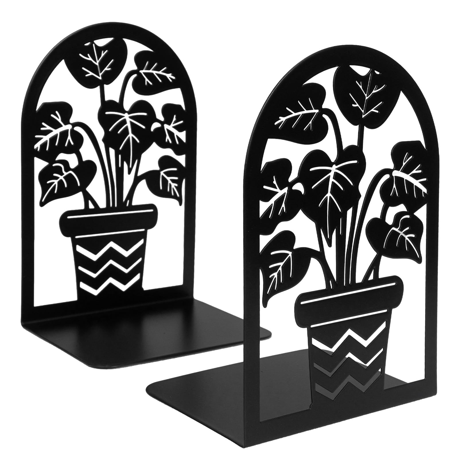 Metal Book Ends, Heavy Duty Bookends, 1 Pairs Black Book End Holder for Shelves, Decorative Tree Unique Design Book Stand Stoppers Supports for Home Office Library Bookshelf