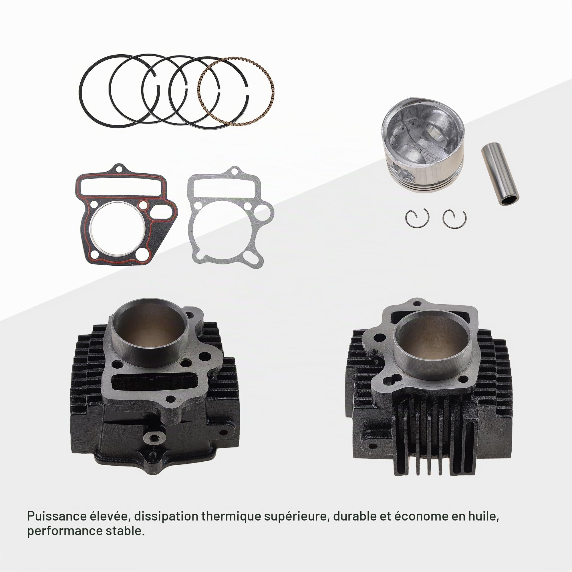 GOOFIT 52.4mm Kit de Reconstruction d'assemblage de Chemise de Cylindre Joints de Segment de Piston Remplacement pour Moteur de Moto 4 Temps LIFAN 110CC 125cc ATV Go Kart Pocket Dirt Pit Bike
