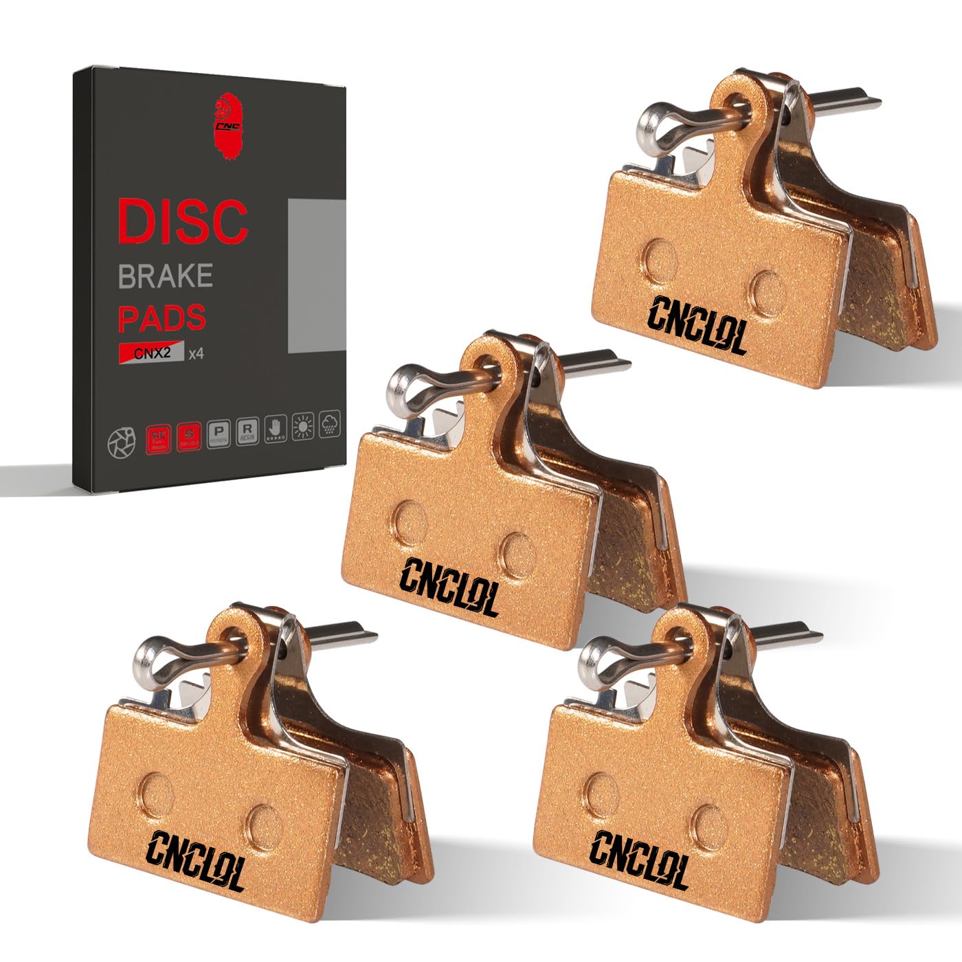 CNCLOL Bike Disc Brake Pads, for Shimano XTR XT SLX Deore, Fits BR-M9000 M9020 M985 M987 M785 M8000 RS785 S700, Replacement G01A G02A G03A G05A G01S G02S G03S.Polymetallic(4-pairs)