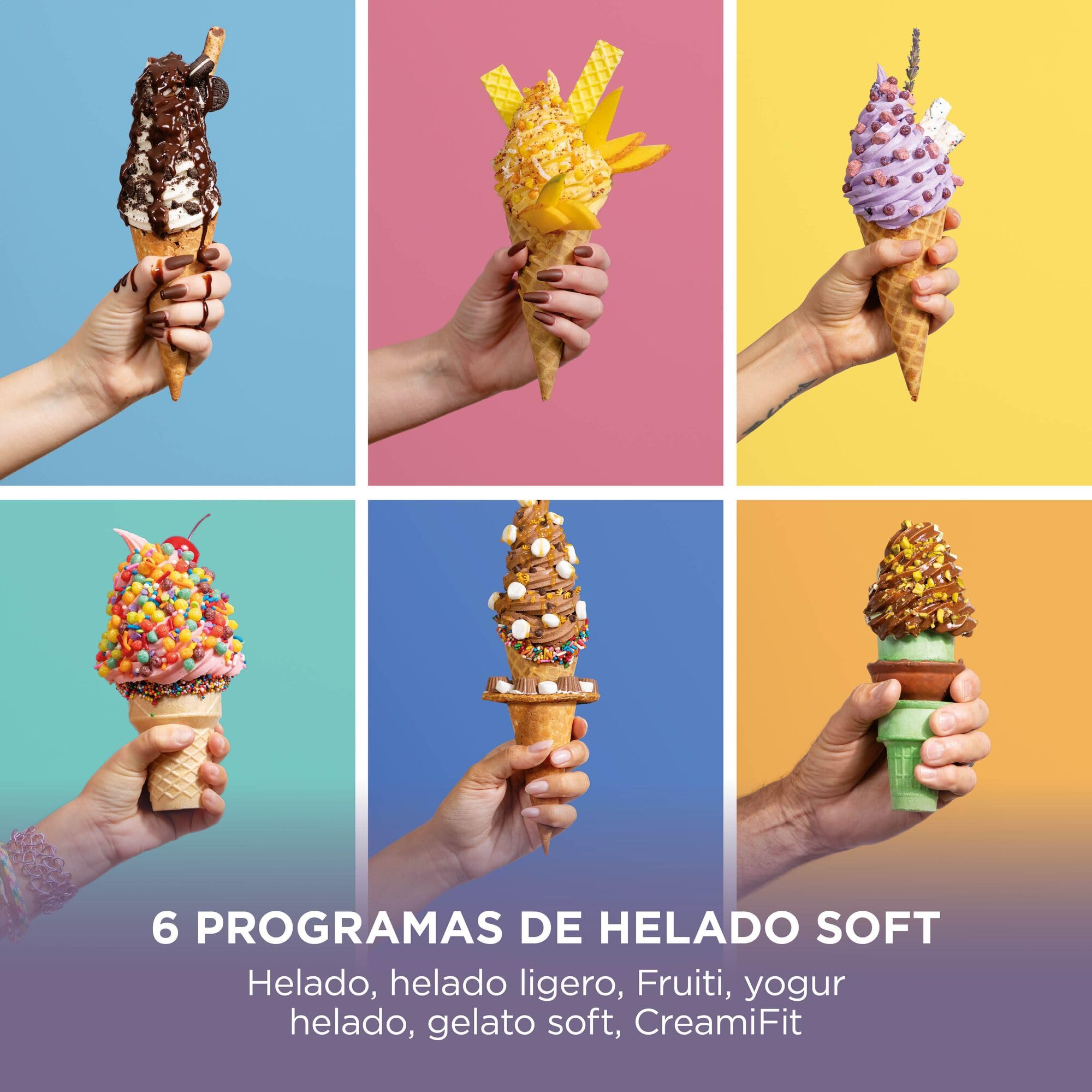 Ninja CREAMi Scoop & Swirl La heladera con 2 tarrinas y 13 funciones prepara helados, helados cremosos, gelatos, batidos y más, y cuenta con la opción de añadir extras, piedra/dorado, NC701EUSTGD