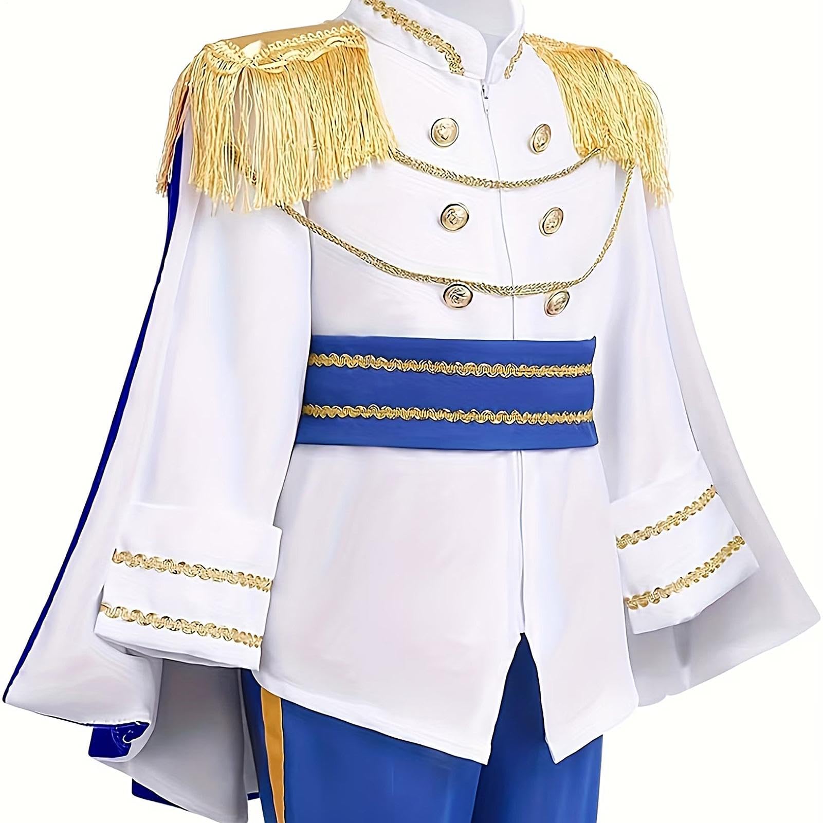 Costume da Re per Bambini Costume Cosplay Halloween Con Mantello 7 Pezzi | Travestimento Cosplay Ragazzi per Vacanza Festa Celebrazione Carnevale Abbigliamento Quotidiano Palco
