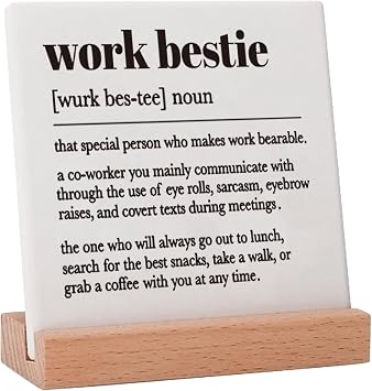 Work Bestie Gifts Decorative Ceramic Signs for Coworkers & Partners