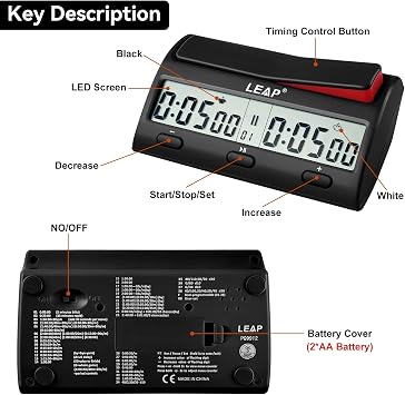 Chess Clock Advanced Digital Chess Timer with 7 Type 38 Timing Set Modes Including Single or Multi Period Countdown Restricted Moves or Time Function