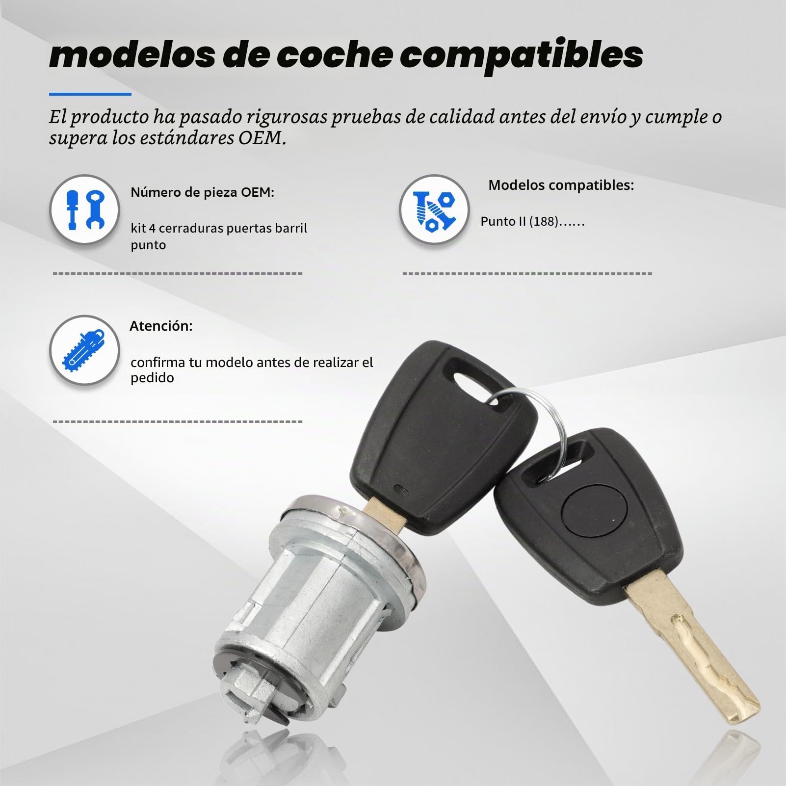 Bombin Cerradura Puertas para Fiat Panda Punto Doblo 500 Alfa Romeo156 Cerraduras Para Puertas Barriles Neiman llaves hoja SIP22 71771348