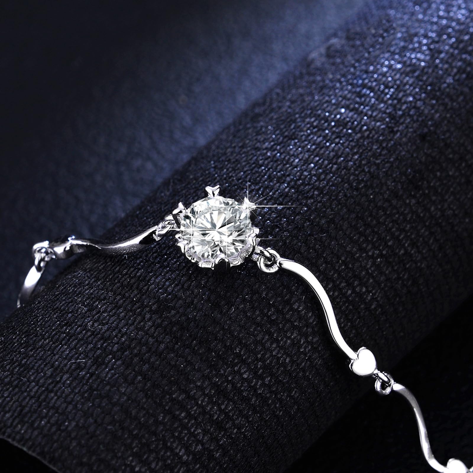 Pulseras de amistad para mujer, pulsera de platino con copo de nieve de diamante creado para ella, oro blanco 9/14/18 quilates y PT950