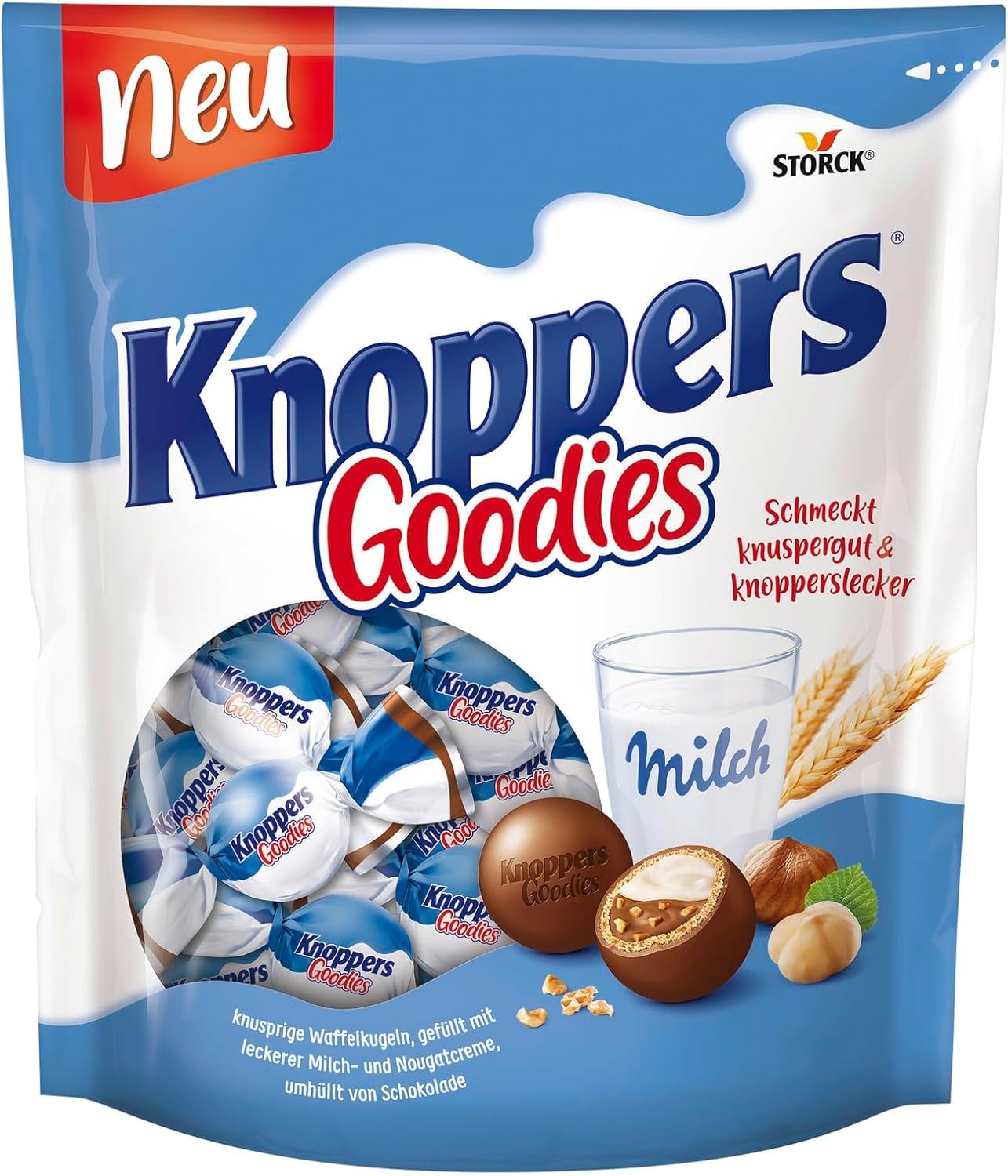 Storck Knoppers Goodies Milk and Hazelnut Cream Filled Wafer Balls, Chocolate Coated, Individually Wrapped 180g, (Product Of Germany) From DECADENT FOODS-image-20