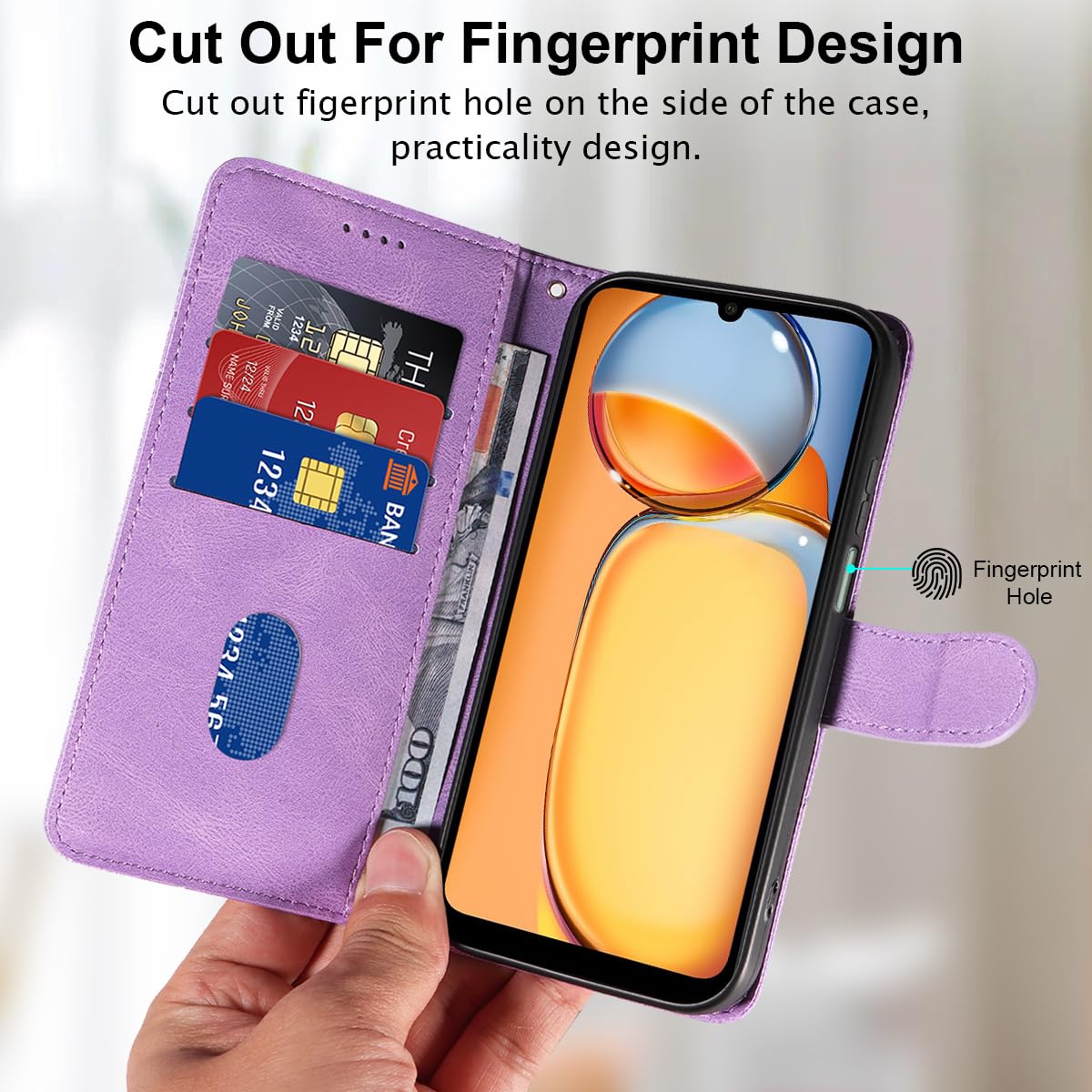 FHSYCR Cover per Xiaomi Redmi 13C / Poco C65, Premium PU Pelle Portafoglio Libro Flip Antiurto Protettiva Custodia con 1 Pezzi Pellicola Vetro Temperato per Xiaomi Redmi 13C / Poco C65, Blu