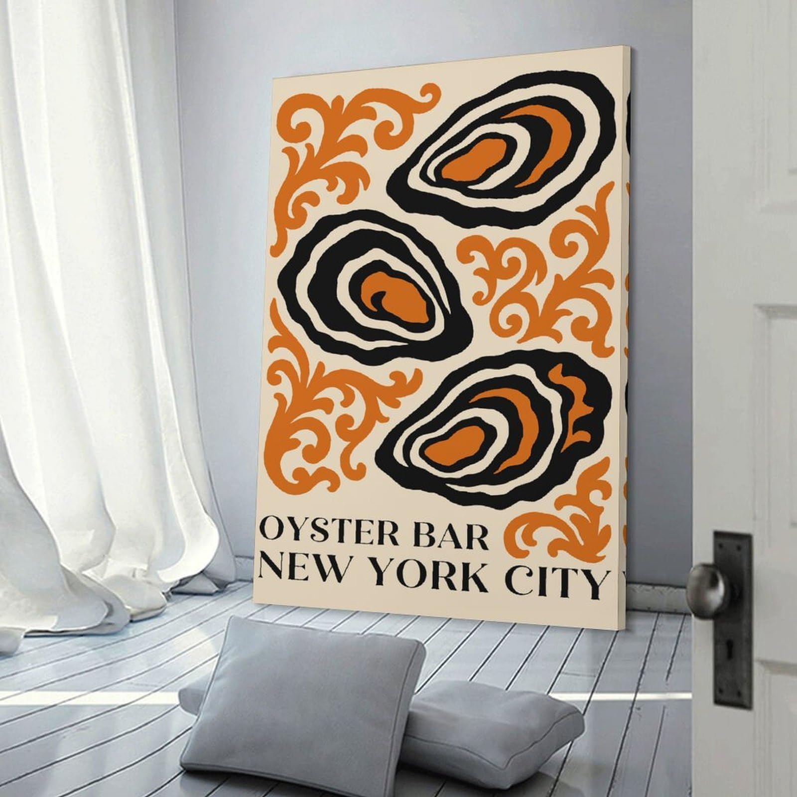 Junmoney Oyster Bar New York City Canvas Wall Art, 20x30inch(50x75cm), for Entrance Walls, Hall Decor Or Foyers, Wall Decor to Refresh Empty Corners