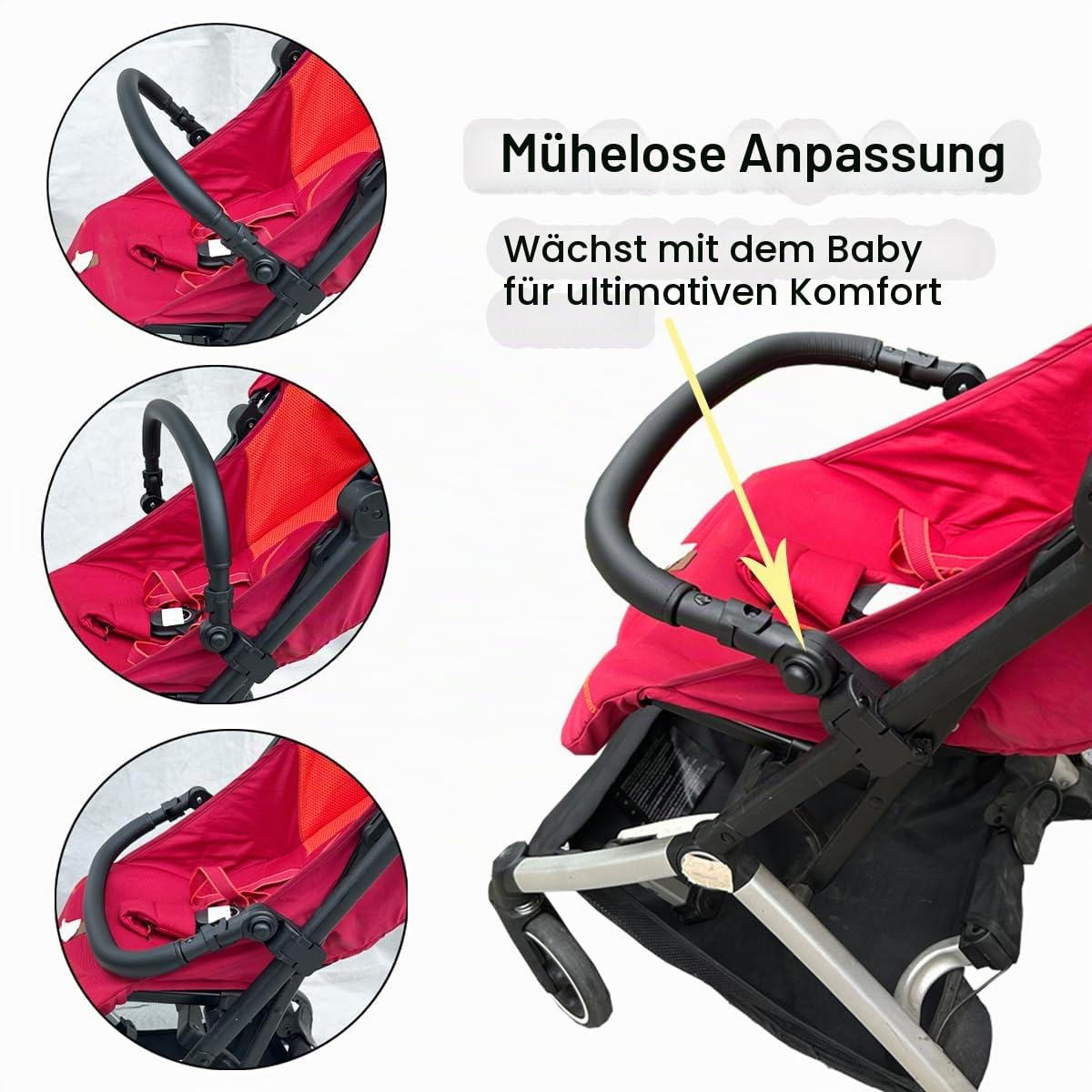 Kinderwagen-Zubehör, Stoßstange für GB Pockit+ / Cybex Libelle Kinderwagen – verstellbare Armlehne aus PU-Leder (große Größe)