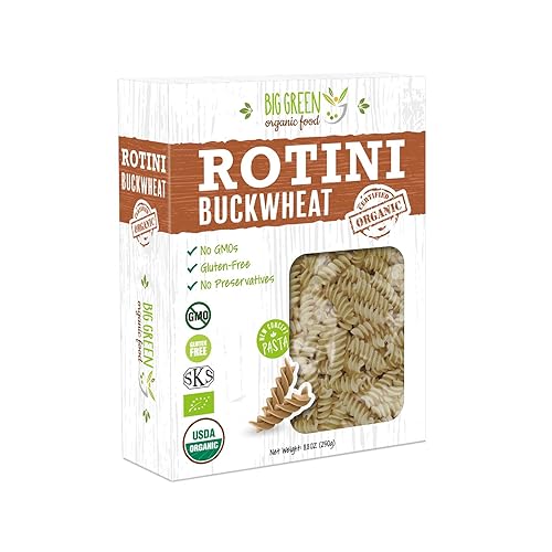 Big Green Organic Food - Rotini de trigo sarraceno orgánico, 8.8 onzas, 100% trigo sarraceno, sin gluten, sin OMG, vegano (1)