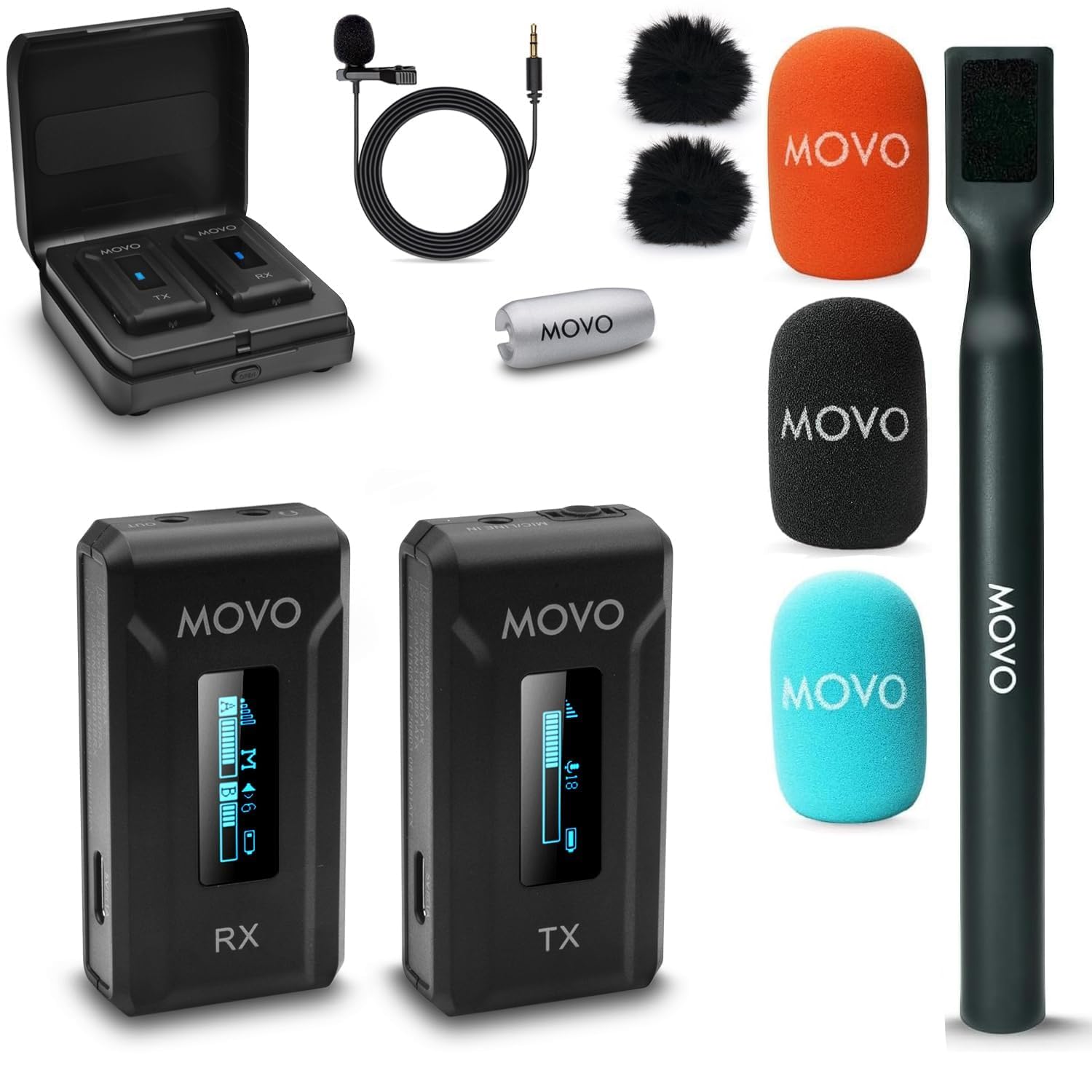 Amazon.com: Movo WMX-2 Wireless Lavalier Microphone Lapel Mic with