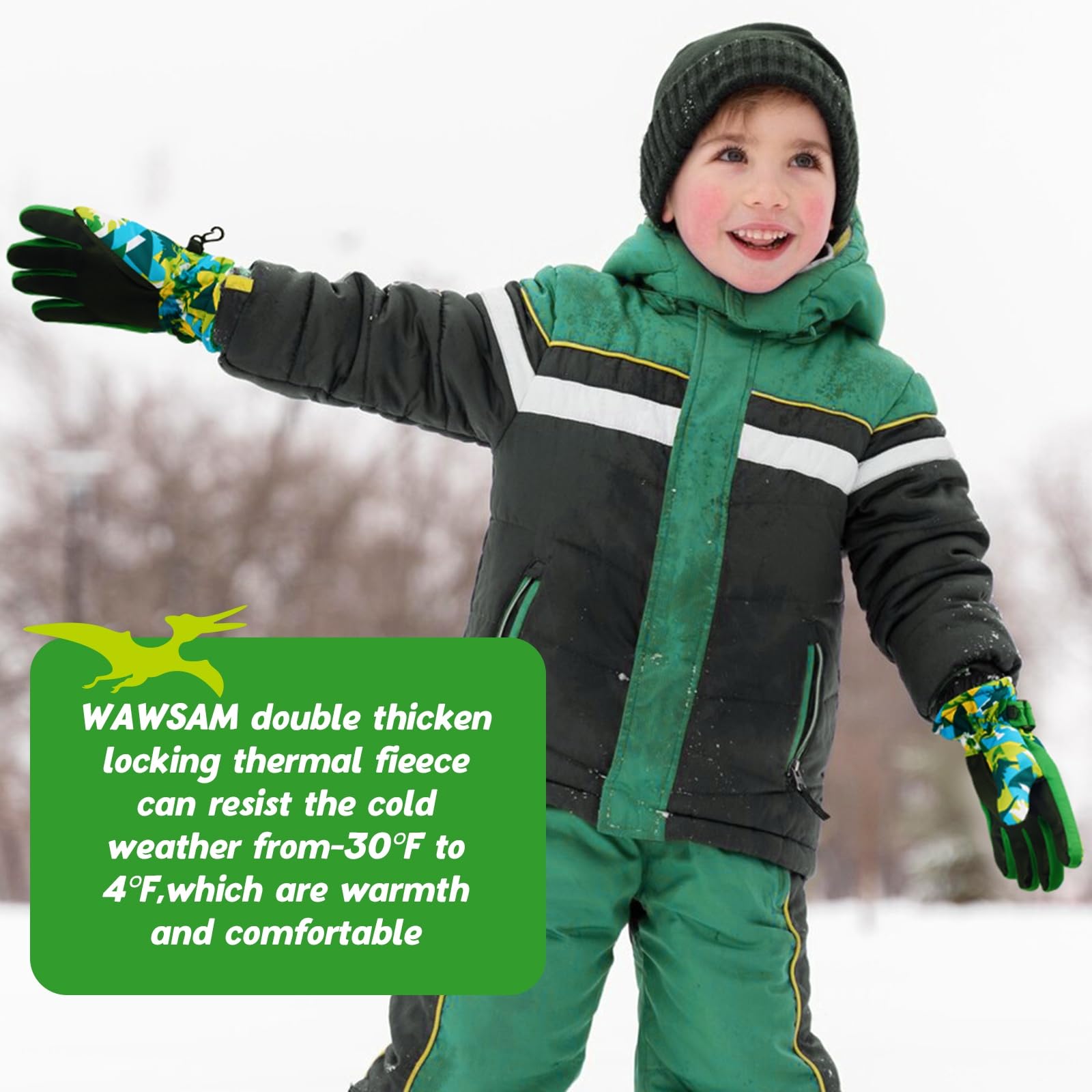 WAWSAM Guantes Niños Invierno Cálido Guantes de Esquí Invierno