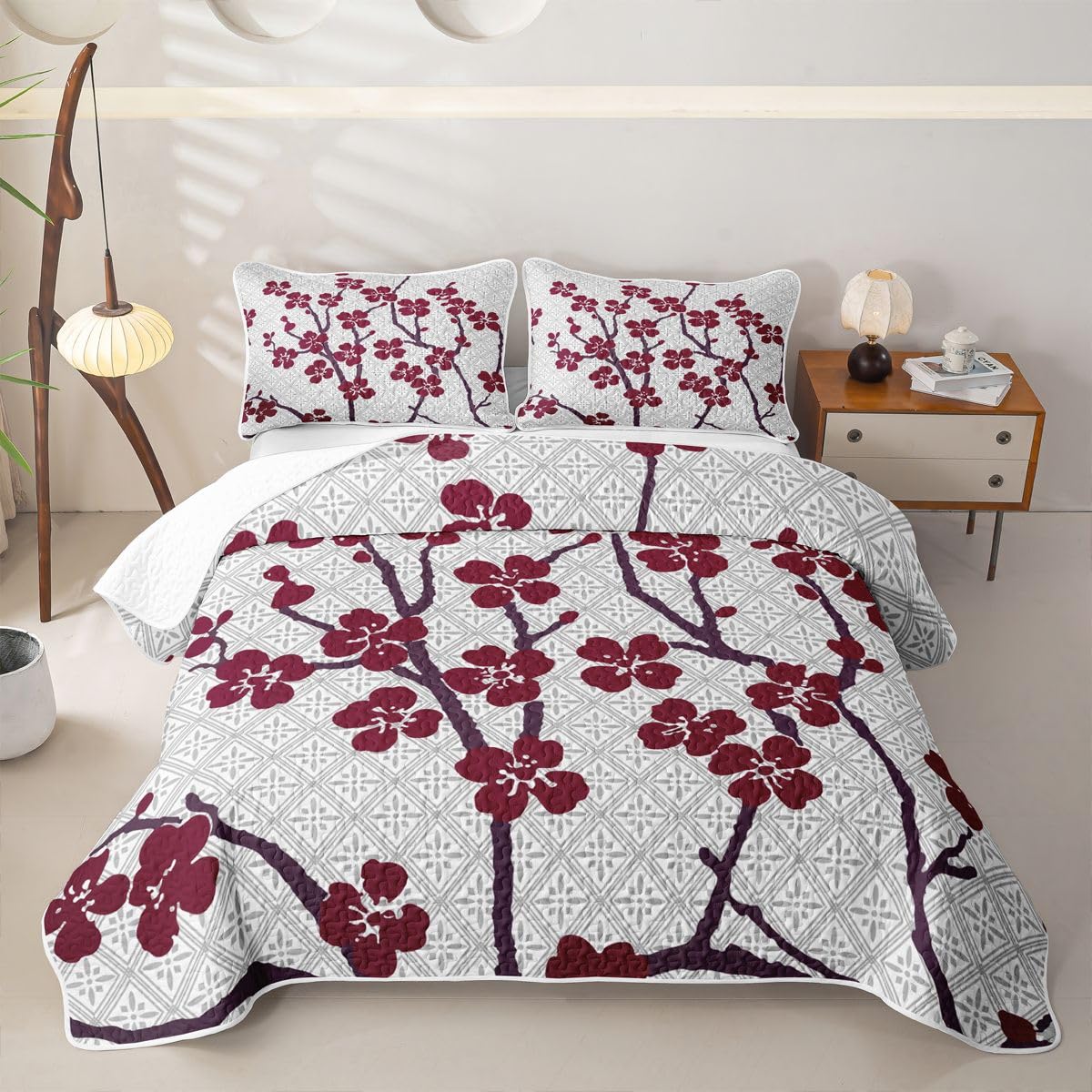Homewish Cherry Blossom - Set copripiumino king size, 3 pezzi