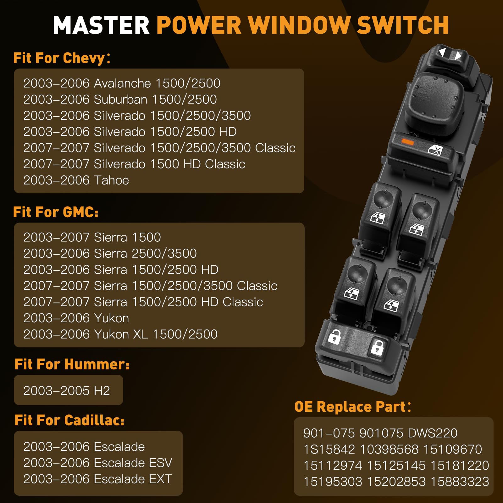 Aazon.co: 15883323 Driver Side Aster Power Window Switch - For Chevy - View #5