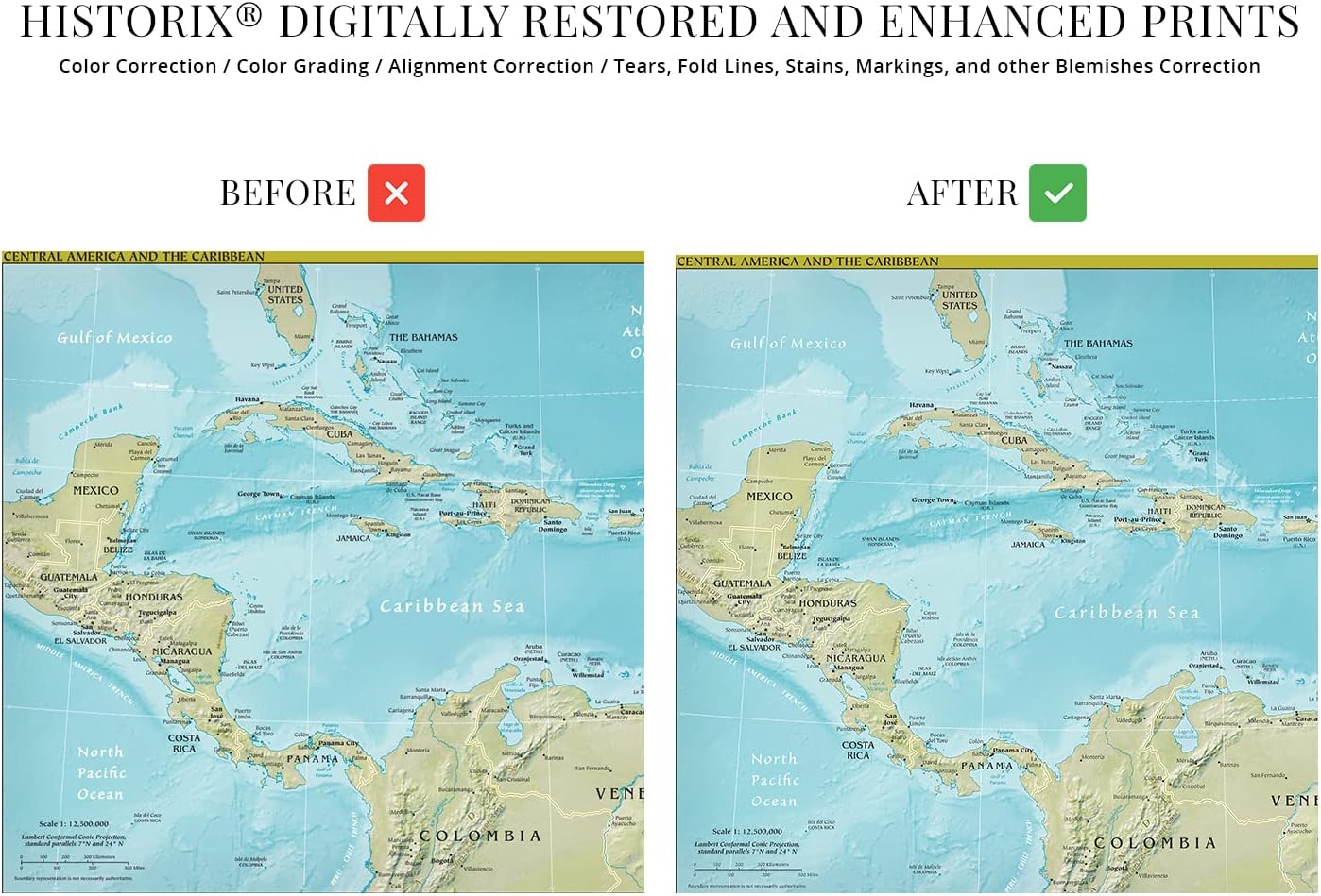 HISTORIX 2021 Central America Map - 18x24 Inch Central America and Caribbean Map - Wall Map of Central America and the Caribbean Poster Print