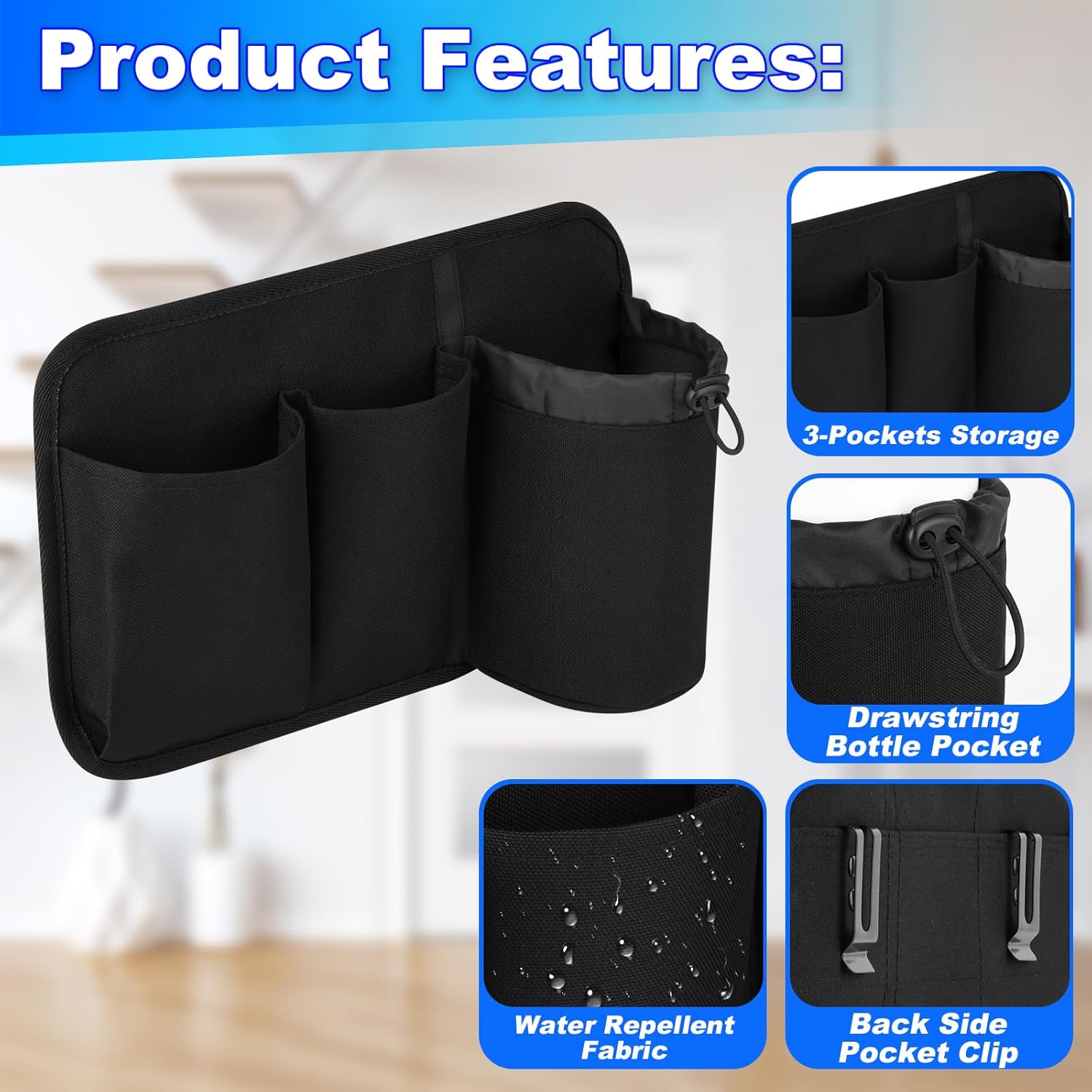 Cosmos Airplane Seat Back Pocket Organizer - Car Seat Pocket Stock Storage Bag & Airline Seat Pocket Hanging Holder Pouch for Holding Water Bottle, Phone, Passport & Flight Travel Essentials - Image 3