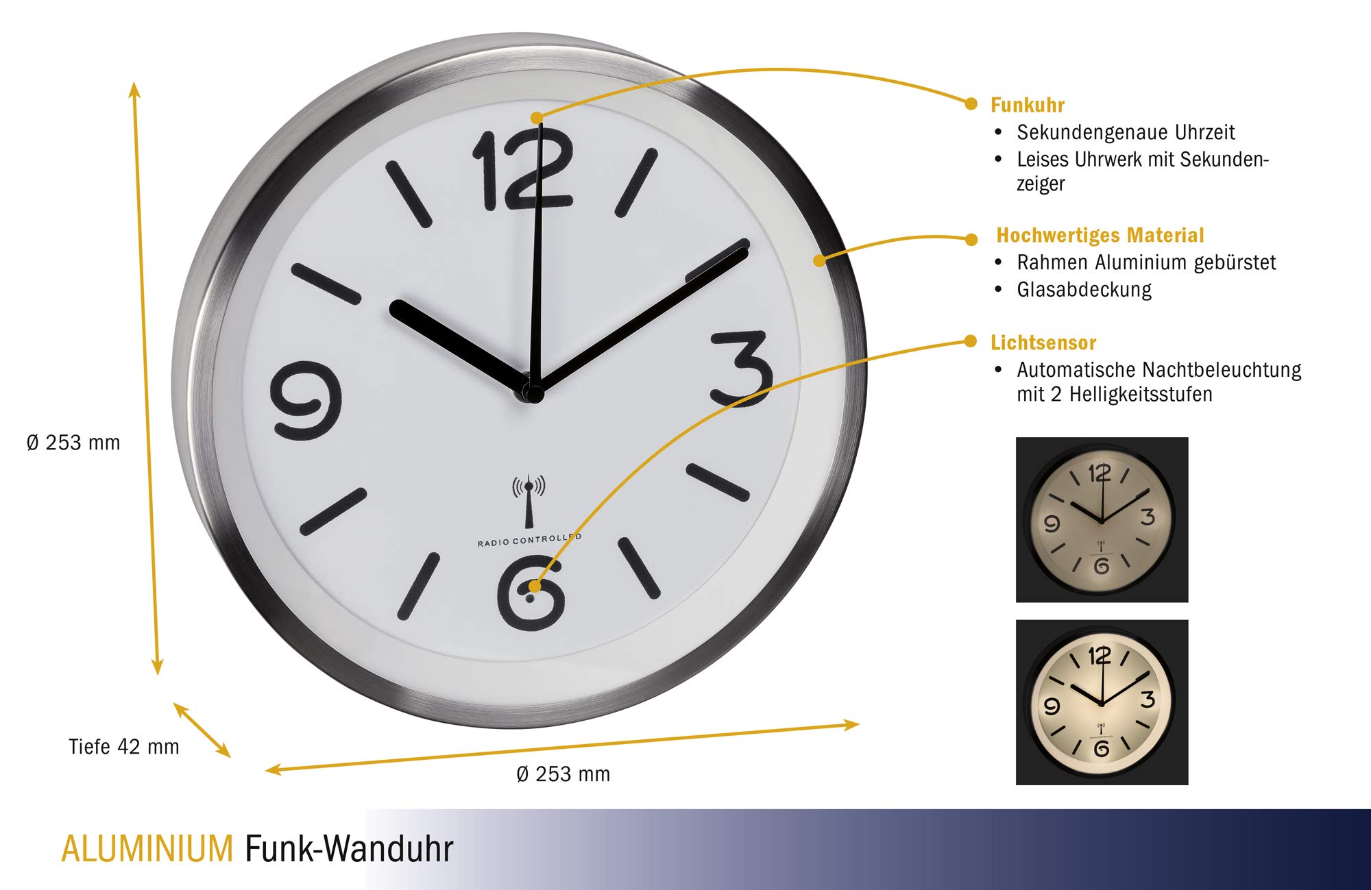 Beleuchtung Uhren Beleuchtetem Zifferblatt Uhrwerk Wanduhr Funk