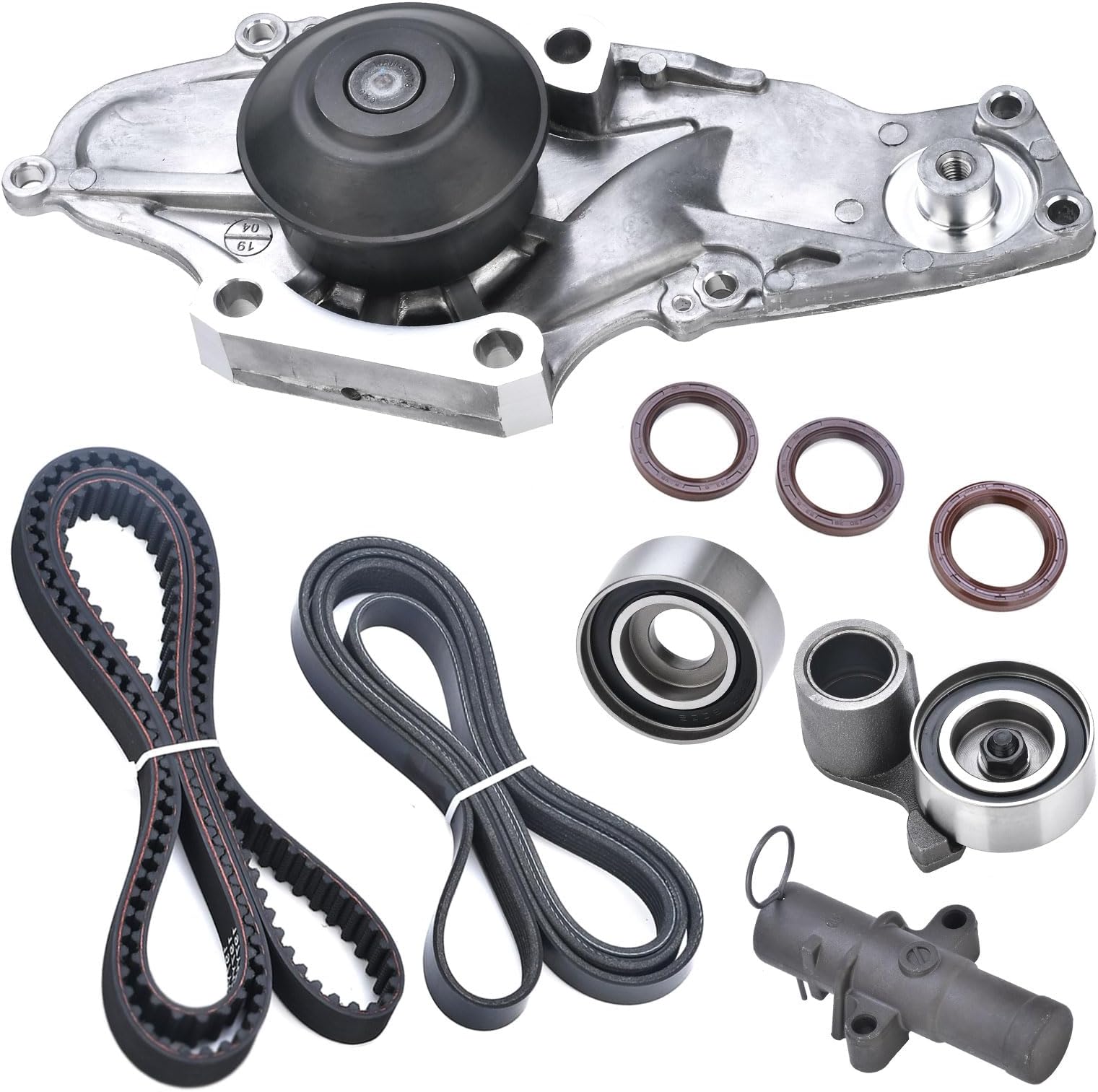 Timing Belt Kit with Water Pump Compatible with 2003-2018 Honda Accord Crosstour Odyssey Pilot Ridgeline MDX RDX RL TL TSX ZDX Saturn Vue 3.0L 3.5L 3.7L Replaces TKH002 TCKWP329 19200-RDV-J01