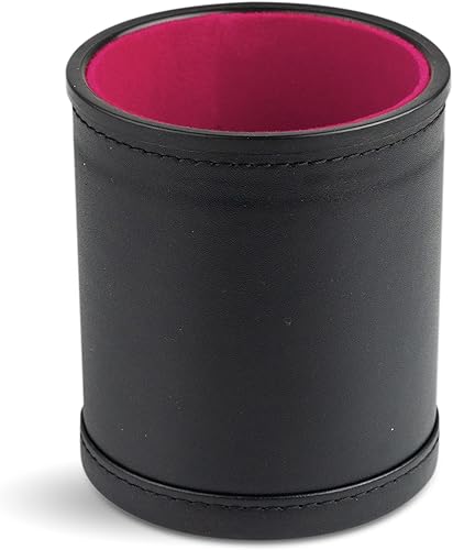 Miniatura 2 de Taza pequeña y silenciosa de cuero sintético con forro de fieltro para Yahtzee, DND, Backgammon, Farkle, Poker (rosa rosa)