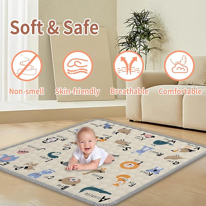 Baby Play Mat 59" X 71", Thickened Soft Floor, Waterproof and Non-Slip Crawling Play Pad, Machine Washable Foldable Crawling Mat for Floor Playpen miniatura 7