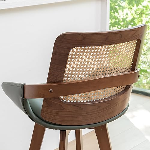 Miniatura 8 de Juego de 2 taburetes de bar giratorios de 26.4 pulgadas de altura de mostrador con respaldo de bastón, brazos curvos, asiento tapizado de piel