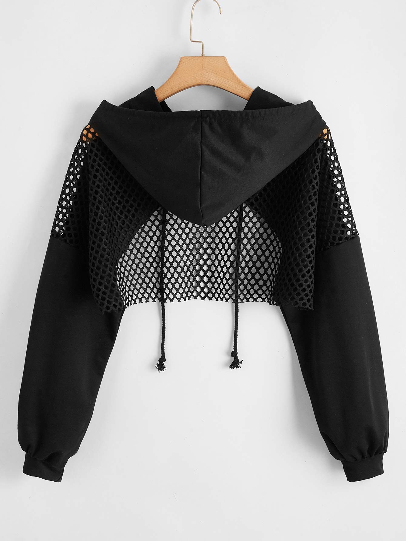 SweatyRocks Women's Casual Solid Cut Out Front Long Sleeve Pullover Crop Top Sweatshirt